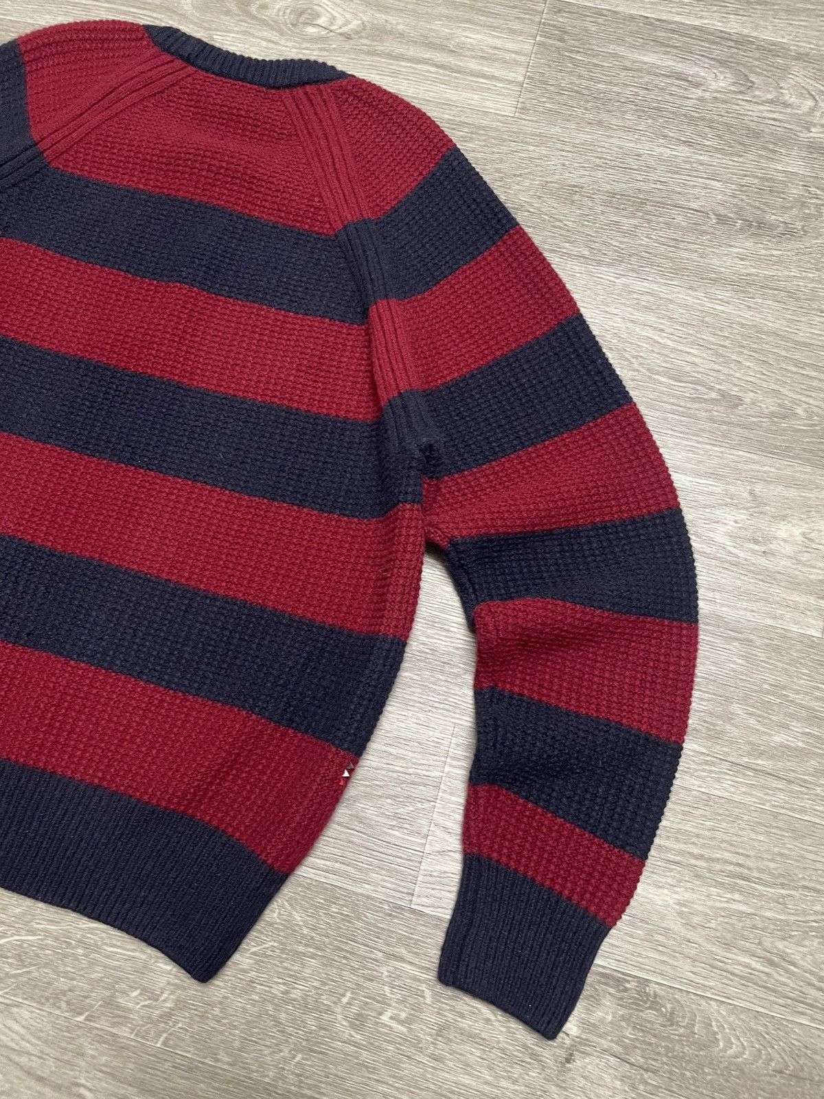 Lacoste Vintage Lacoste LIVE Blue/Burgundy Striped Knit Wool Sweater Size US L / EU 52-54 / 3 - 15 Thumbnail