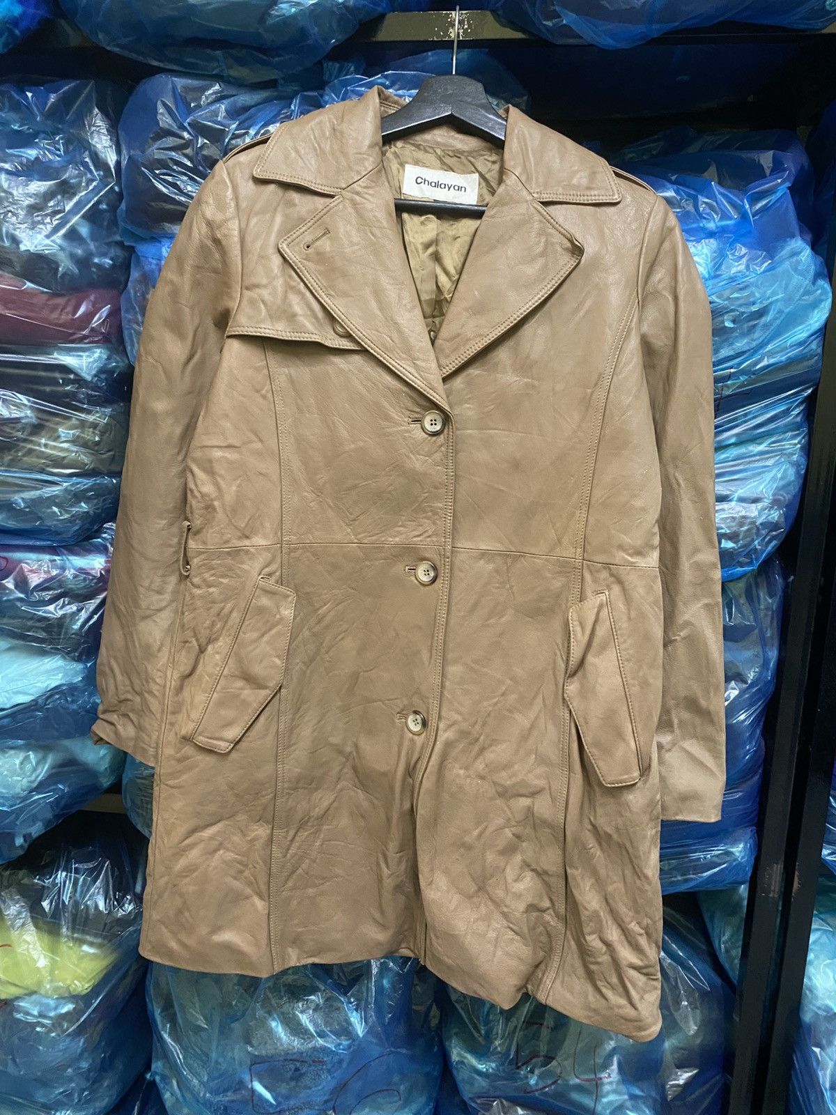 Hussein Chalayan Vintage Chalayan Light Brown Italian Leather Trench Coat Size S / US 4 / IT 40 - 1 Thumbnail