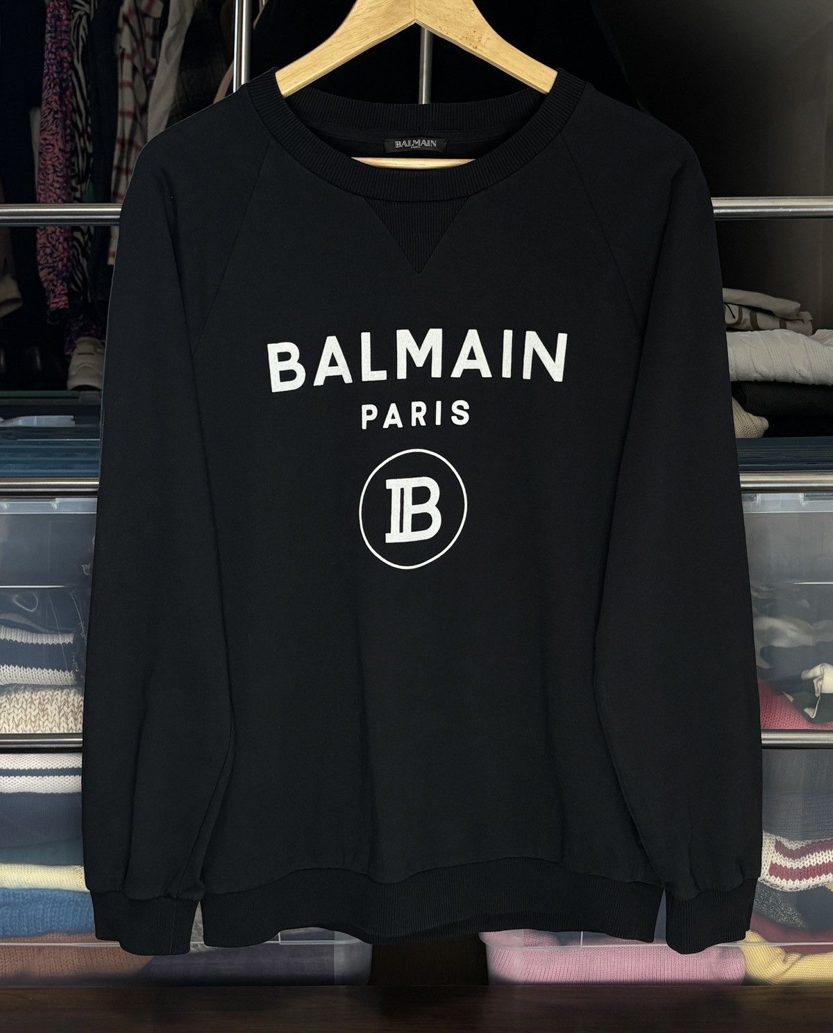 Balmain Balmain Paris Logo Black Oversized Sweatshirt Size XS / US 0-2 / IT 36-38 - 1 Thumbnail