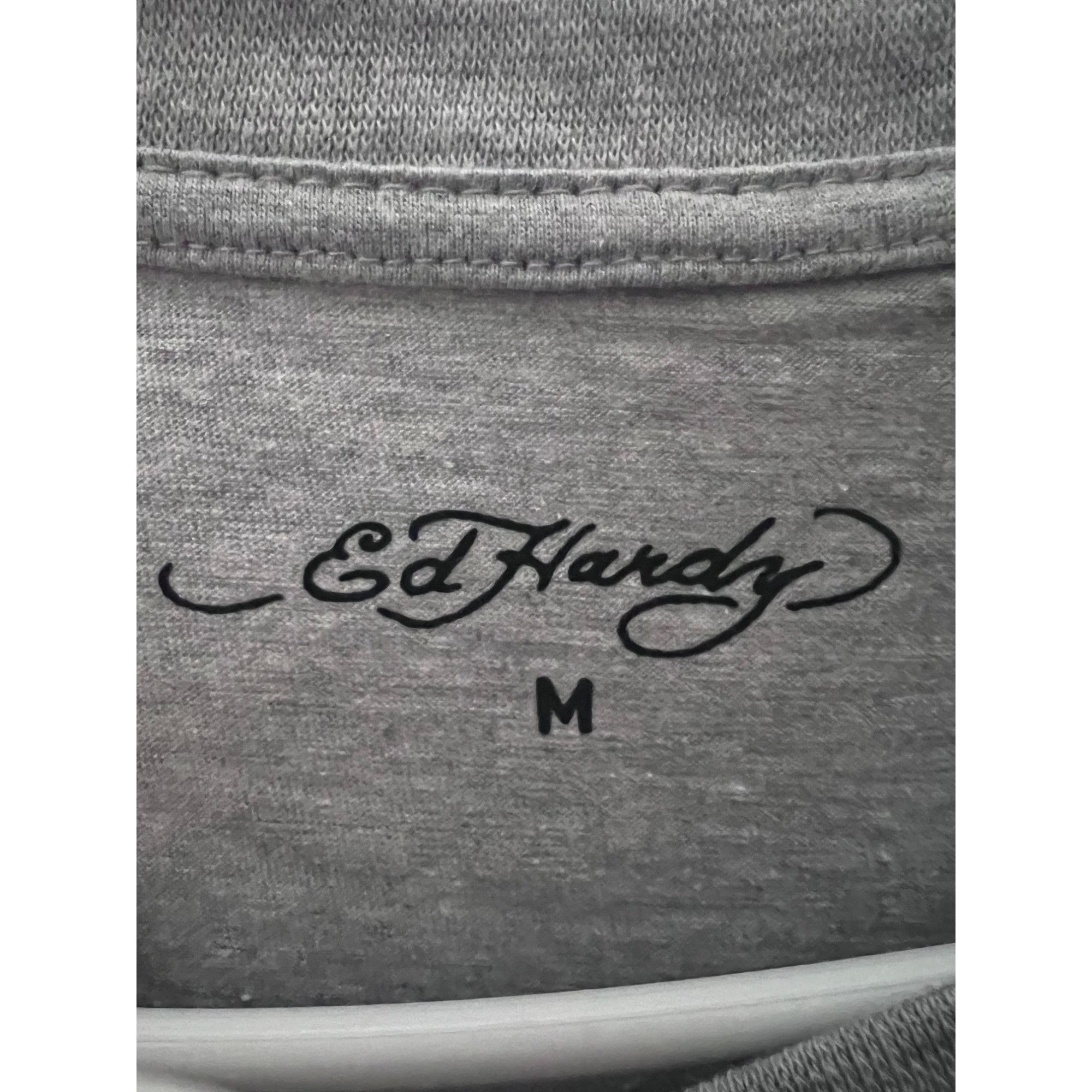 Ed Hardy Ed Hardy Mens Gray Double Graphic T-Shirt Medium Stretch Tig Size US M / EU 48-50 / 2 - 5 Thumbnail