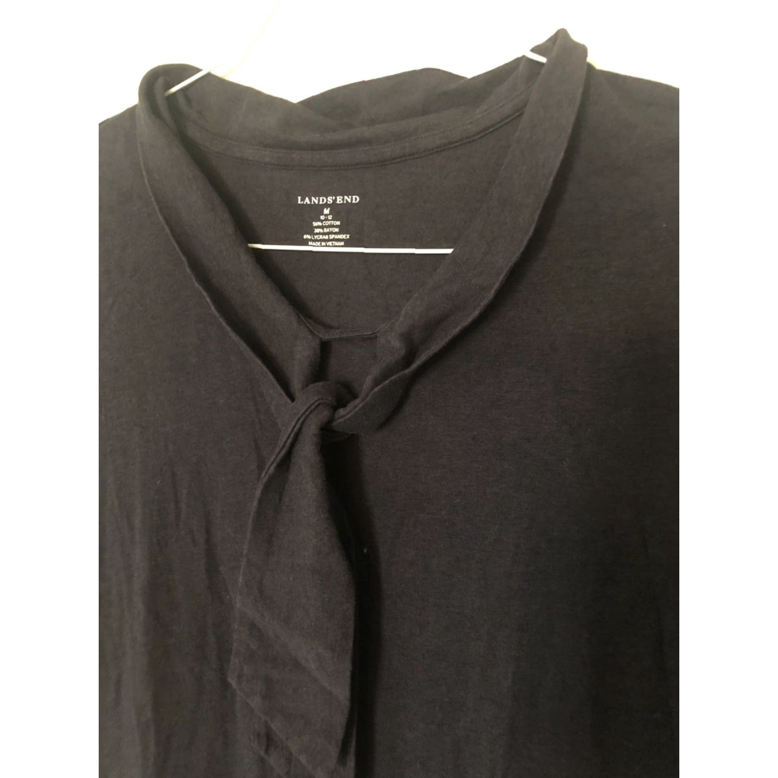 Lands' End Lands' End Womens Short Sleeve T-Shirt Navy Blue Round Neck Tie Front Classic Breathable Cotton Knit M Cap Sleeve Short Sleeve Size M / US 6-8 / IT 42-44 - 3 Thumbnail