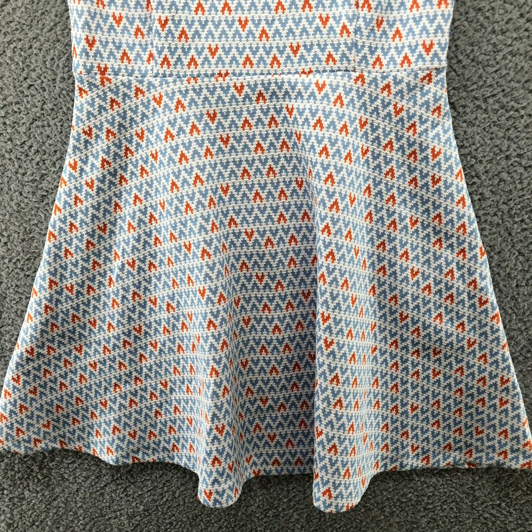 Vintage Moss Geometric Aztec Skater Mini Dress L Green Sleeveless Crew Neck Back Zip Knit Polyester Women Juniors Size L / US 10 / IT 46 - 3 Thumbnail