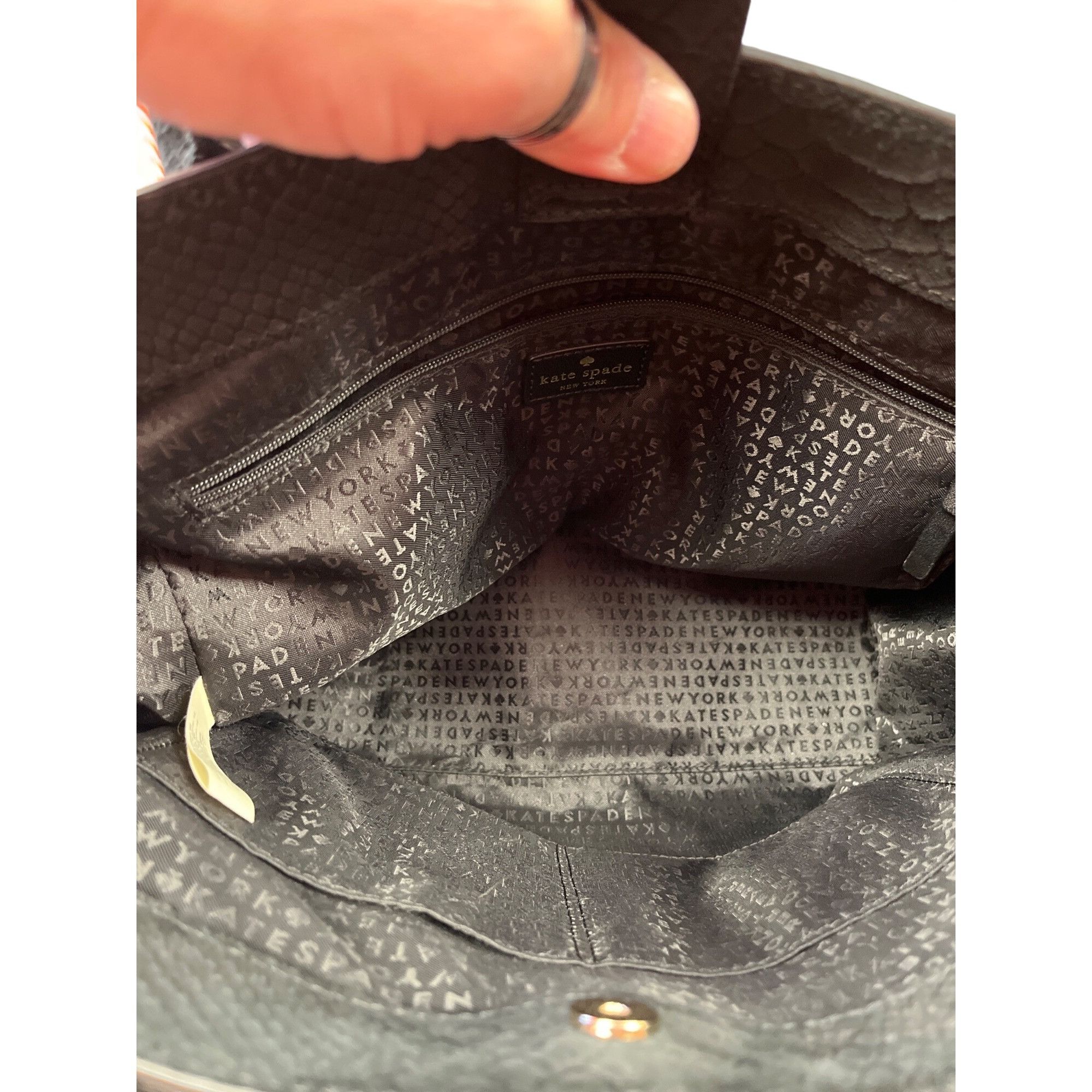 Kate Spade Kate Spade wms blacl leather croc satchel handbag SKU 9883 Size ONE SIZE - 8 Thumbnail