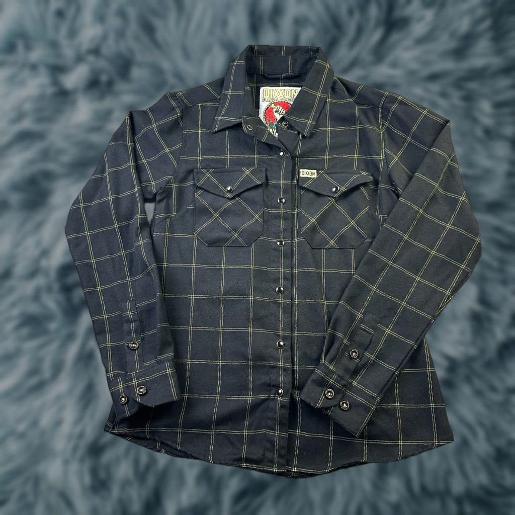 Vintage Dixxon Flannel Shirt Womens Medium Gray Yellow Plaid Snap Casual Shirt, Button-Up, Long Sleeve, VINTAGE? No, Regular Fit, Pocketed, 100% Polyester Size M / US 6-8 / IT 42-44 - 1 Thumbnail