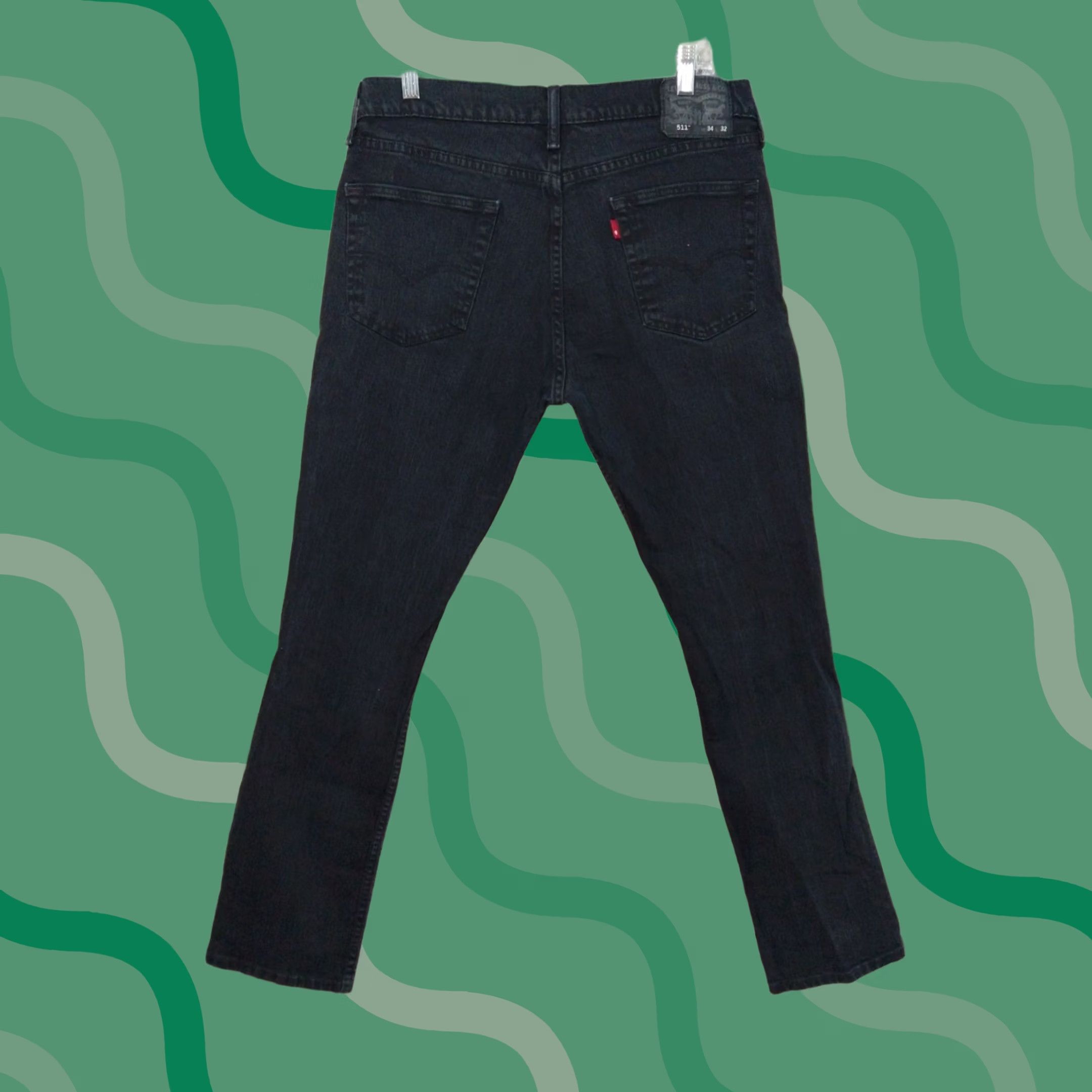 Levi's Levi's 511 Jeans Mens 34x32 Black Denim Slim Straight Fit Distressed Dark Wash Size US 34 / EU 50 - 1 Thumbnail