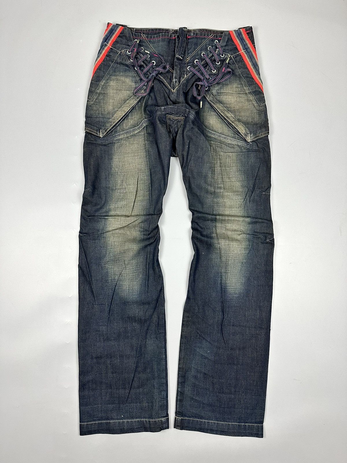 Marithe + Francois Girbaud 🔥Rare🔥Vintage Marithe Francois Girbaud Bondage Flared Denim Size US 31 - 1 Thumbnail