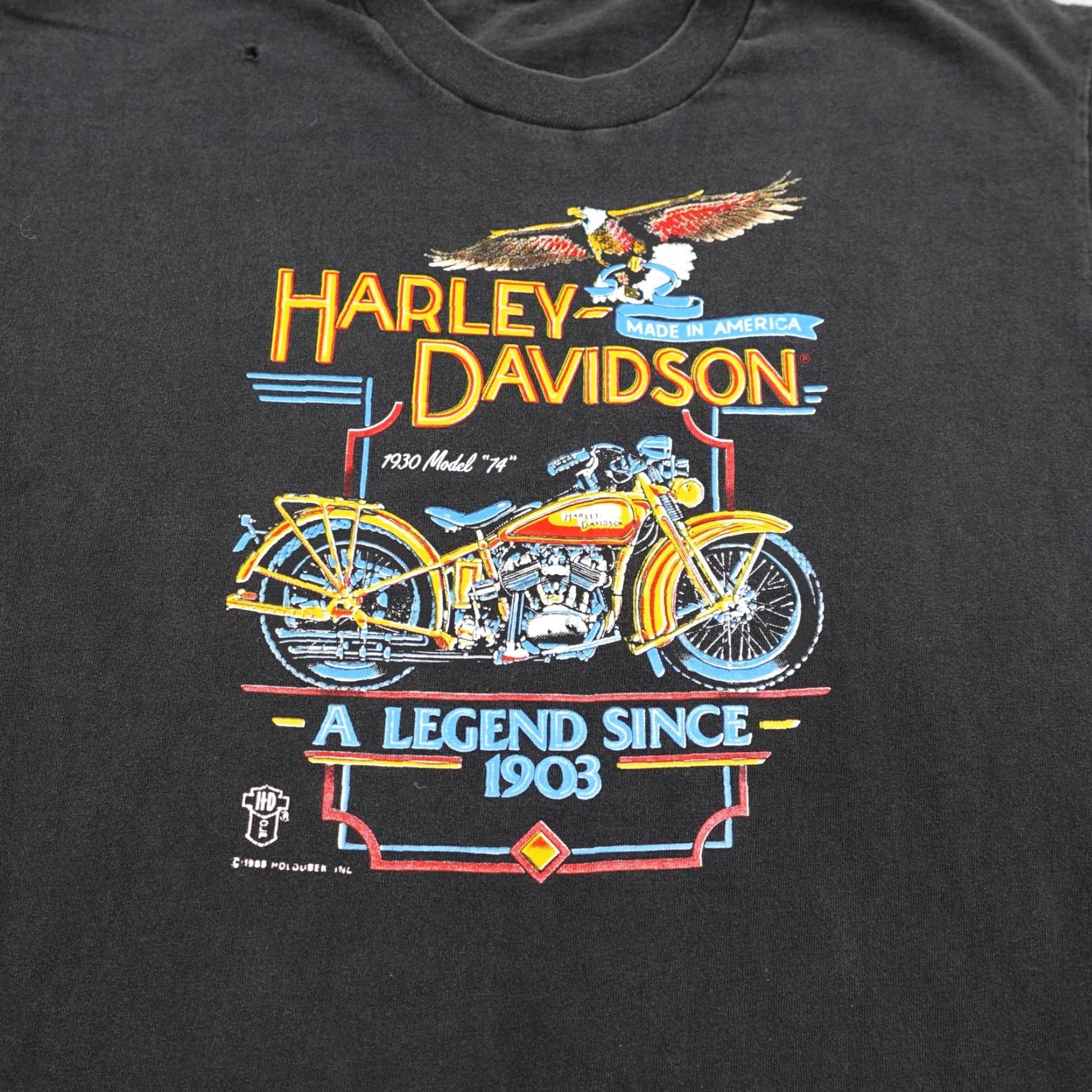 Hanes VINTAGE Harley Davidson T-Shirt Men Medium Black 80s Biker Motorcycle USA Graphic Print Size US M / EU 48-50 / 2 - 4 Thumbnail