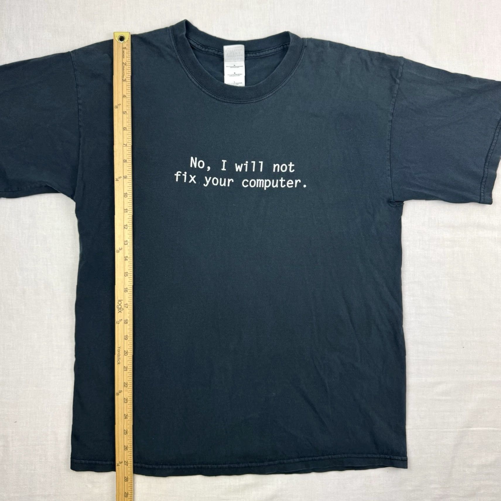 Gildan Vintage Gildan Black Funny Computer T-Shirt Adult Large Geek Y2K 90s Meme Mens Size US L / EU 52-54 / 3 - 7 Thumbnail
