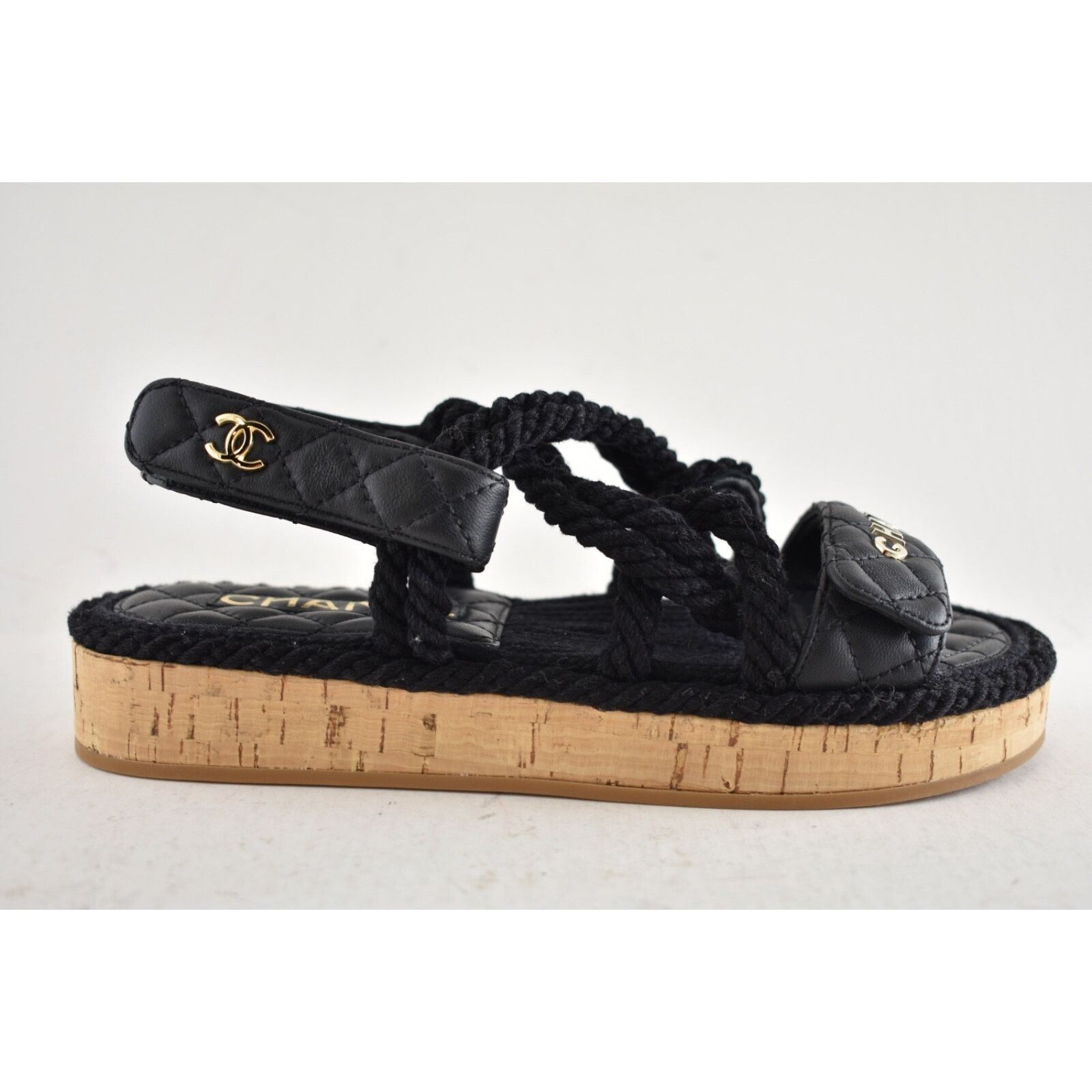 Chanel Chanel REV Black Gold Cord Rope CC Quilted Mule Ankle Size US 6 / IT 36 - 2 Thumbnail