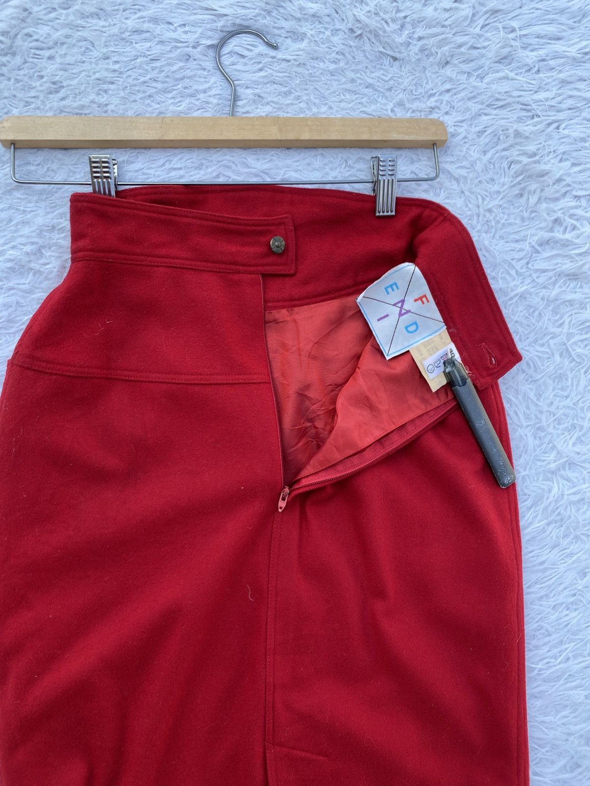Fendi Rare Vintage 70s FENDI Red Wool Skirt Size 23" - 6 Thumbnail