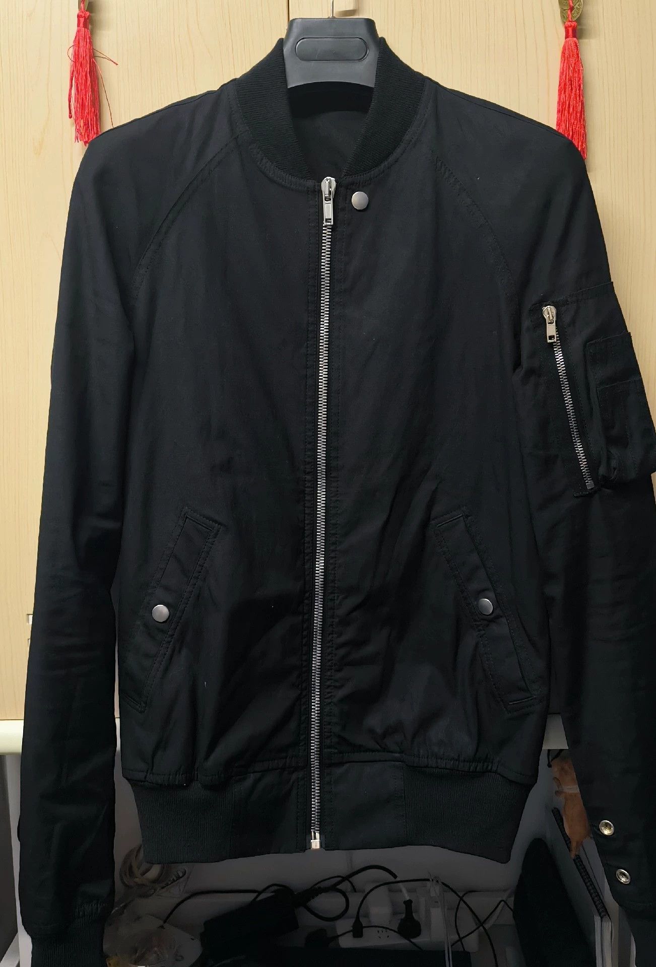 RICK OWENS 16SS LEATHER RAGLAN BOMBER