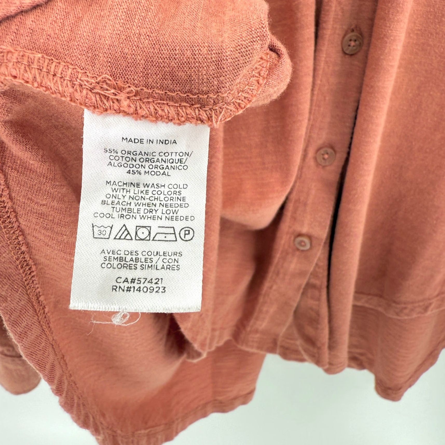 Lou & Grey Lou & Grey for LOFT Button Down Shirt Top Long Sleeve Pockets Organic Cotton Orange Womens M Size M / US 6-8 / IT 42-44 - 6 Thumbnail