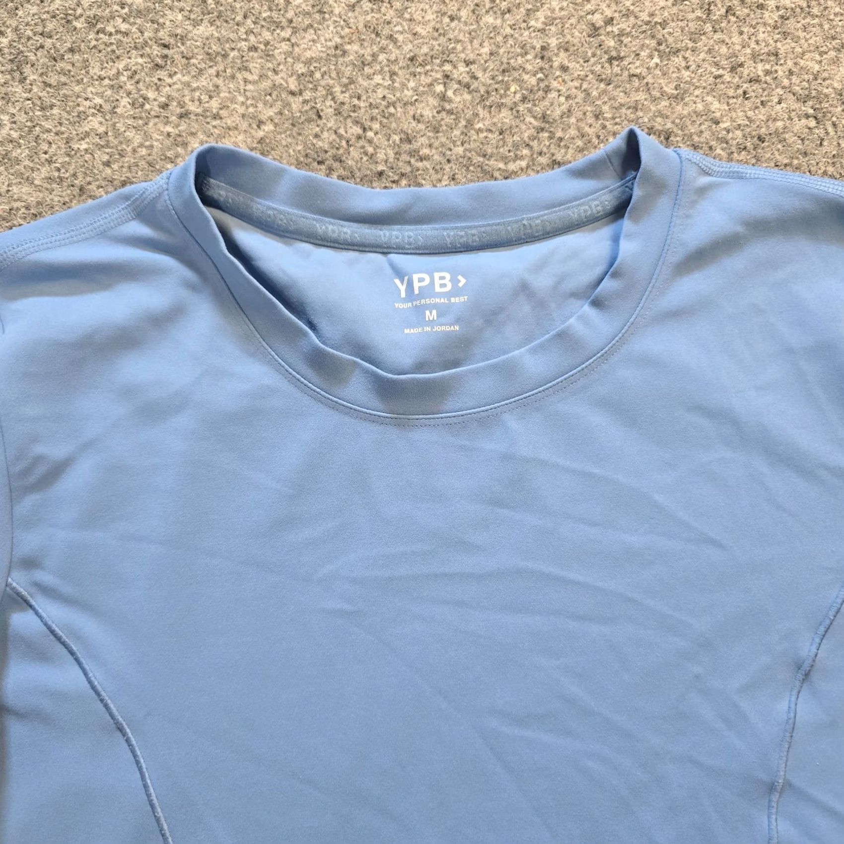 Vintage YPB Top Women Size M Blue Long Sleeve Cropped Stretch Performance Athletic T-Shirt Undergarment Casual Shirt Cropped Athletic Fit Womens Size M / US 6-8 / IT 42-44 - 2 Thumbnail