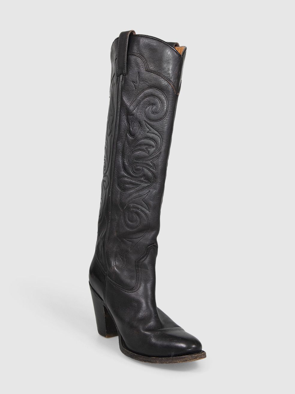 Frye Black Leather Cowboy Knee High Boots Size US 8 / IT 38 - 1 Thumbnail