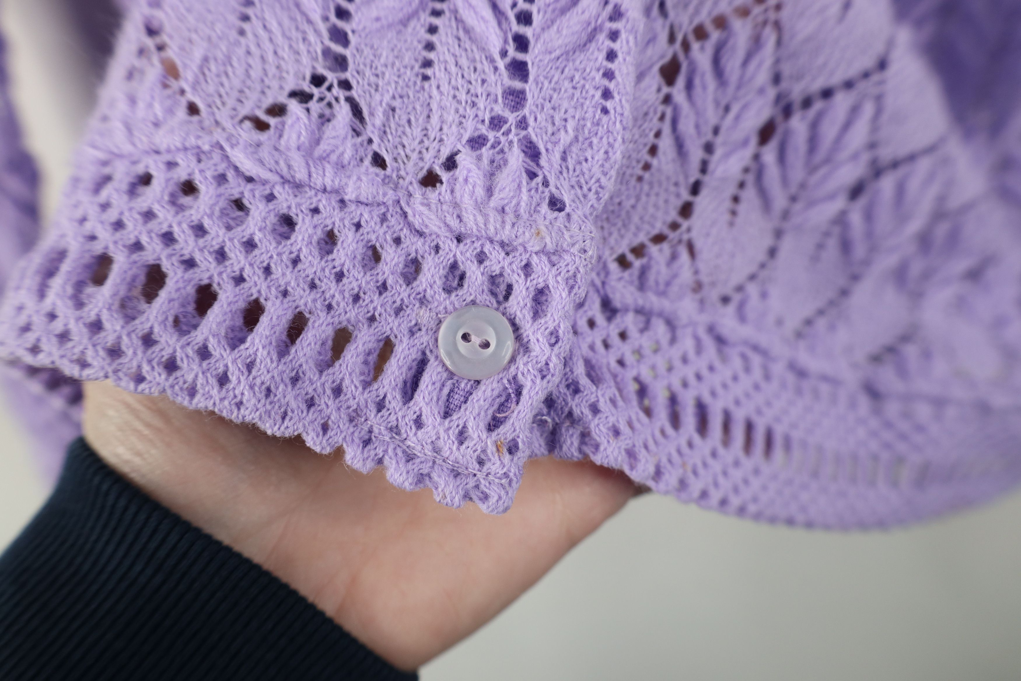 Vintage Vintage 60s Streetwear Crochet Knit Cardigan Sweater Purple Size XS / US 0-2 / IT 36-38 - 4 Thumbnail