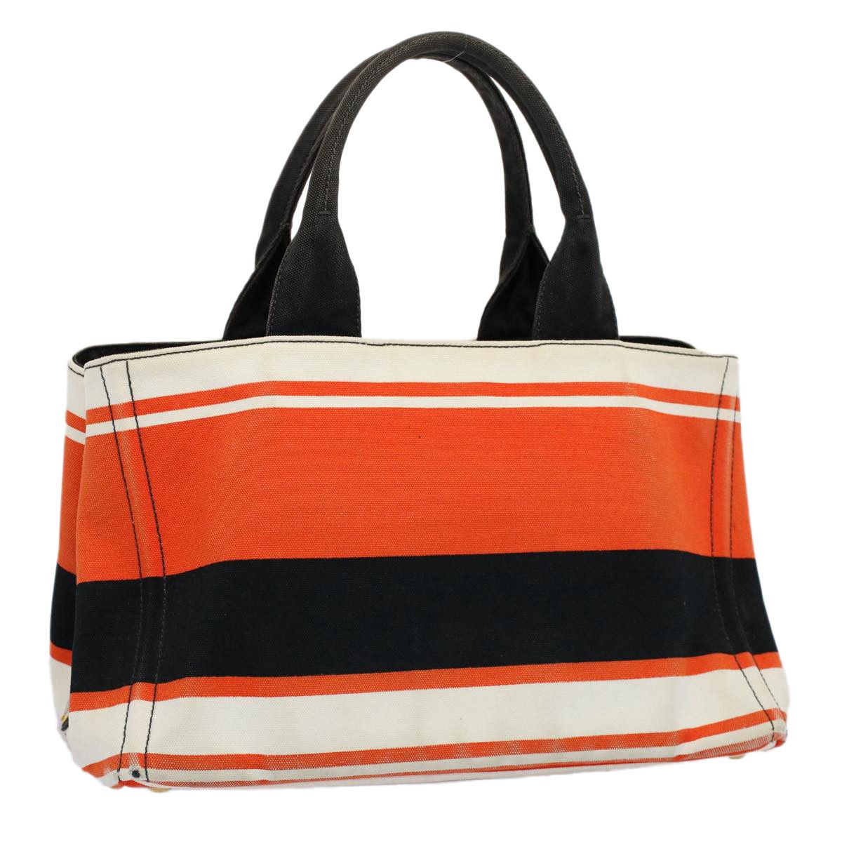 image of Prada Canapa Mm Hand Bag Canvas Orange Auth Ac2188, Women's