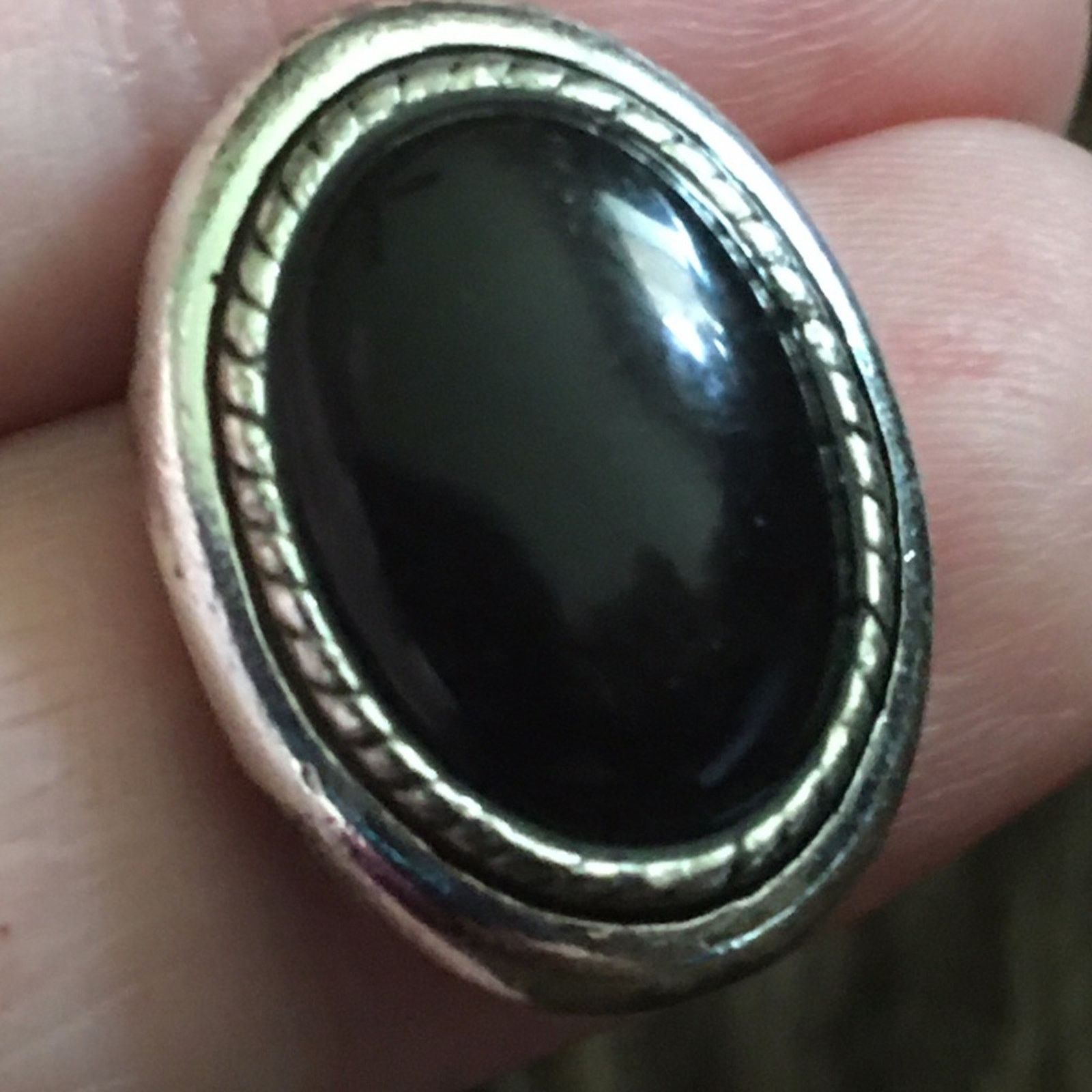 Vintage Vintage silver tone black cabochon glass earrings Size ONE SIZE - 2 Thumbnail
