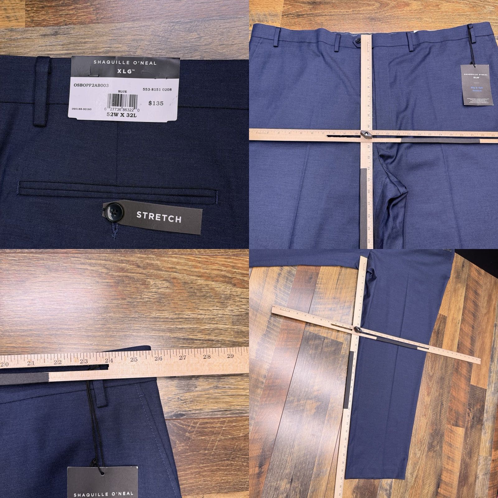 Vintage VINTAGE Shaquille O Neal Pants 52x32 Blue High Rise Stretch Suit Seperate New Size 52R - 9 Thumbnail