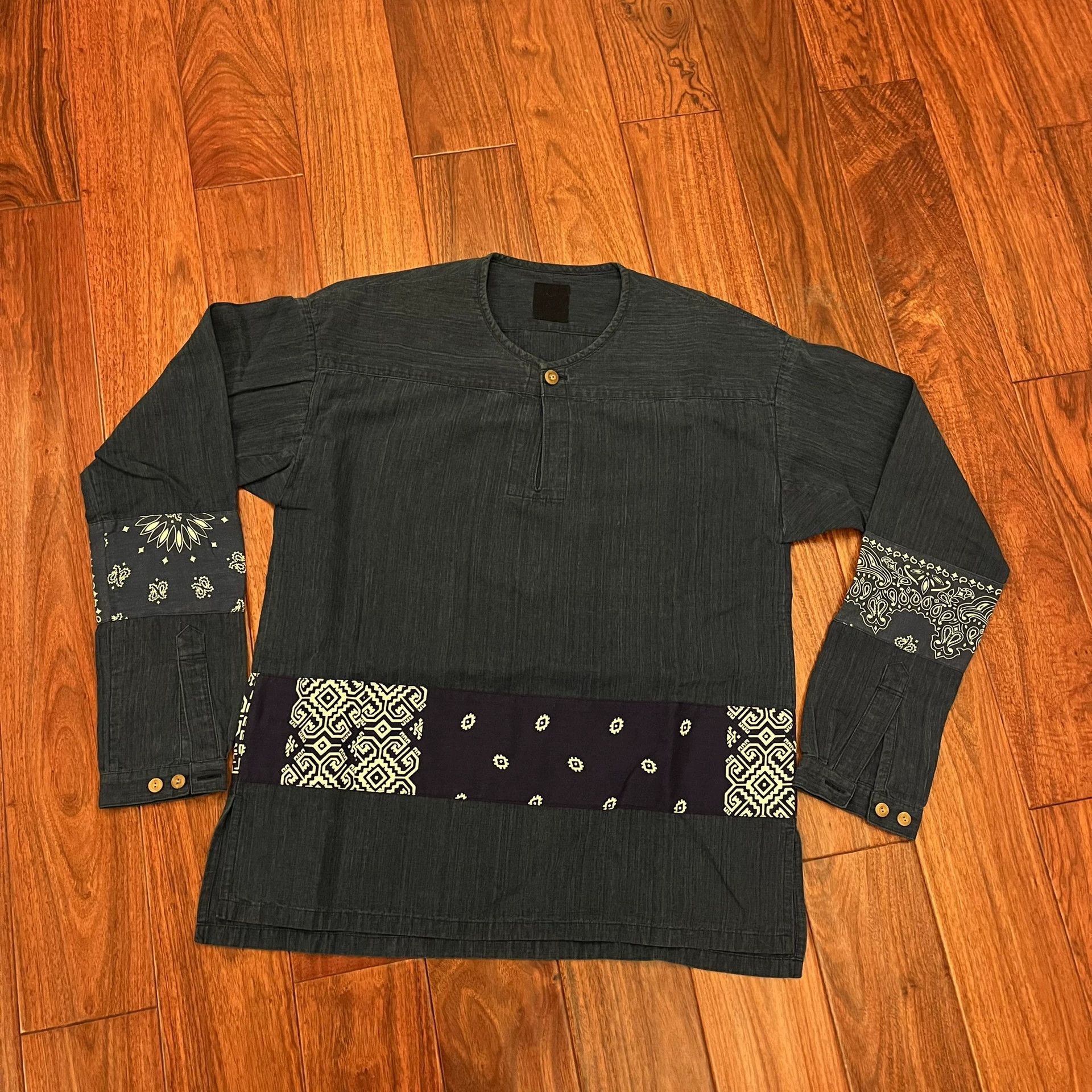 Visvim Visvim ICT Kerchief Border Tunic Navy Size US S / EU 44-46 / 1 - 1 Thumbnail
