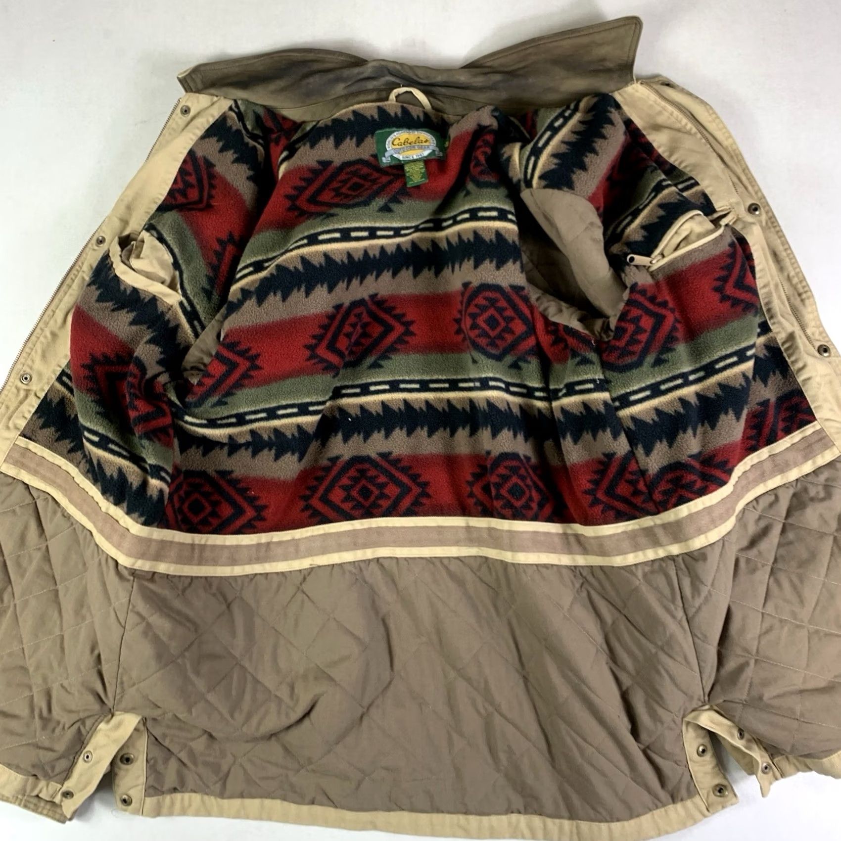 Vintage VINTAGE Cabela's Jacket Mens XL Tall Aztec Lined Fleece Hunting Outdoors Canvas Jacket Size US XL / EU 56 / 4 - 2 Thumbnail
