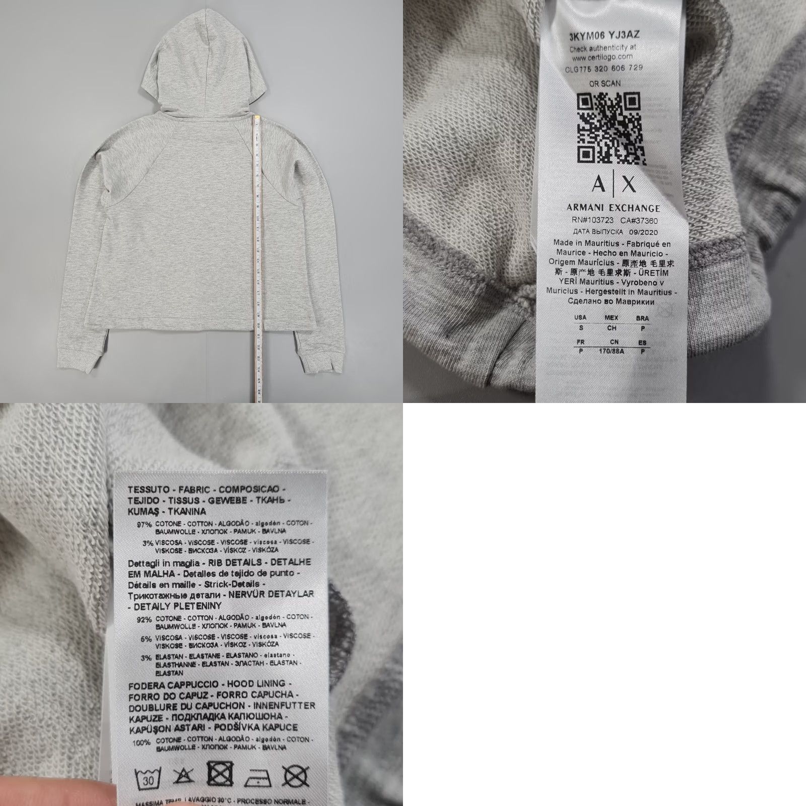 Armani Exchange Armani Exchange Womens Hoodie Grey Small Pullover Cotton Logo Regular Fit - City, Logo, Sports Size S / US 4 / IT 40 - 8 Thumbnail