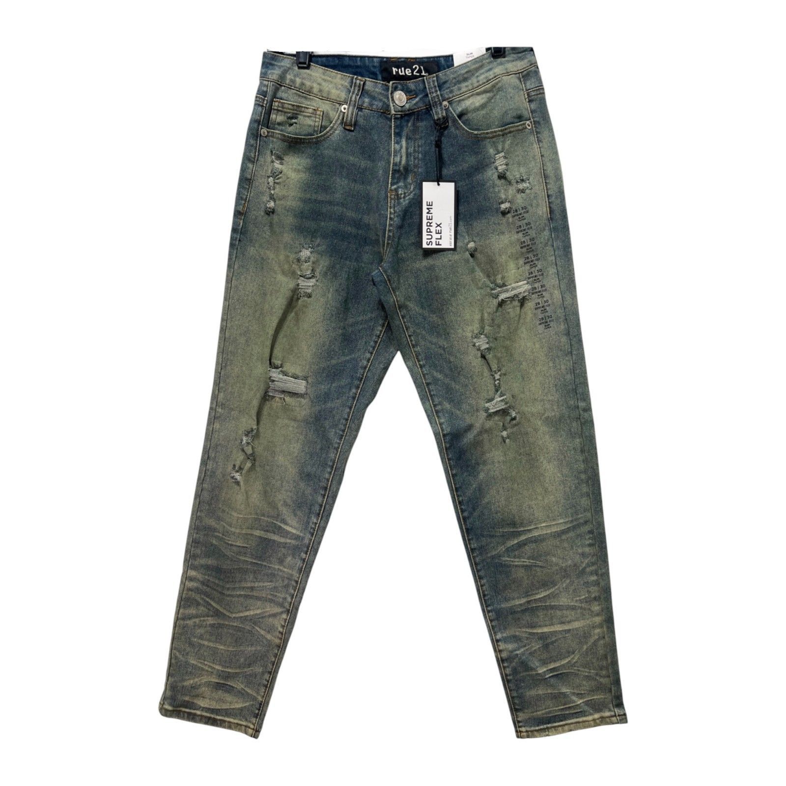 rue21 Rue 21 - Men's Supreme Flex Slim Taper Jeans Distressed - Bl Size US 28 / EU 44 - 1 Thumbnail