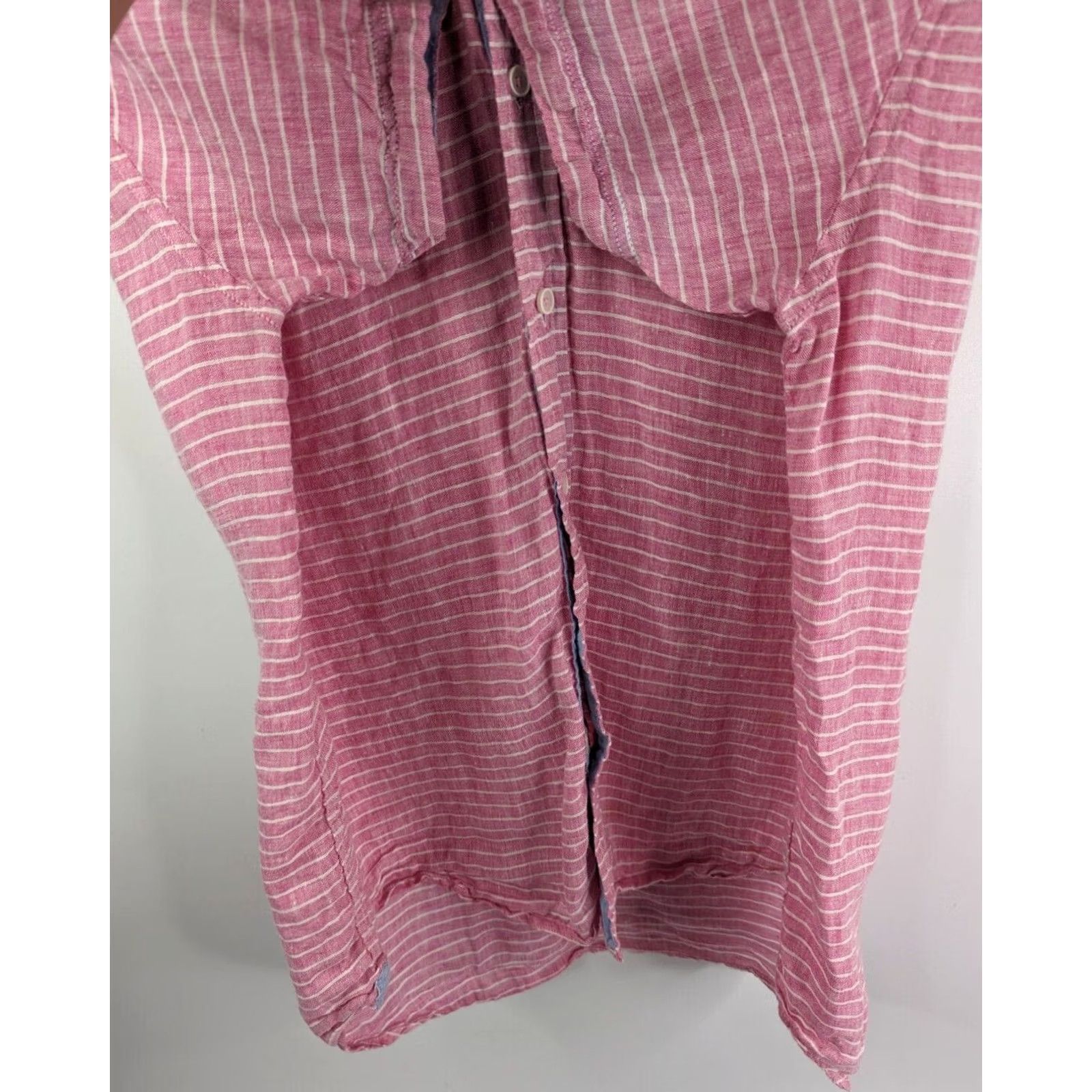 Vintage Report Collection Pink Stripe Shirt Mens Large Short Sleeve Button Down Camp Size US L / EU 52-54 / 3 - 2 Thumbnail