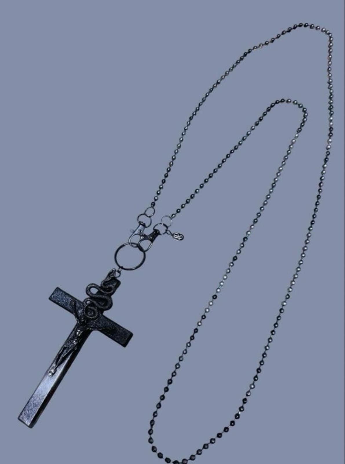 Unknown London Jean Paul Gaultier - Black Metal Cross Necklace Size ONE SIZE - 6 Thumbnail
