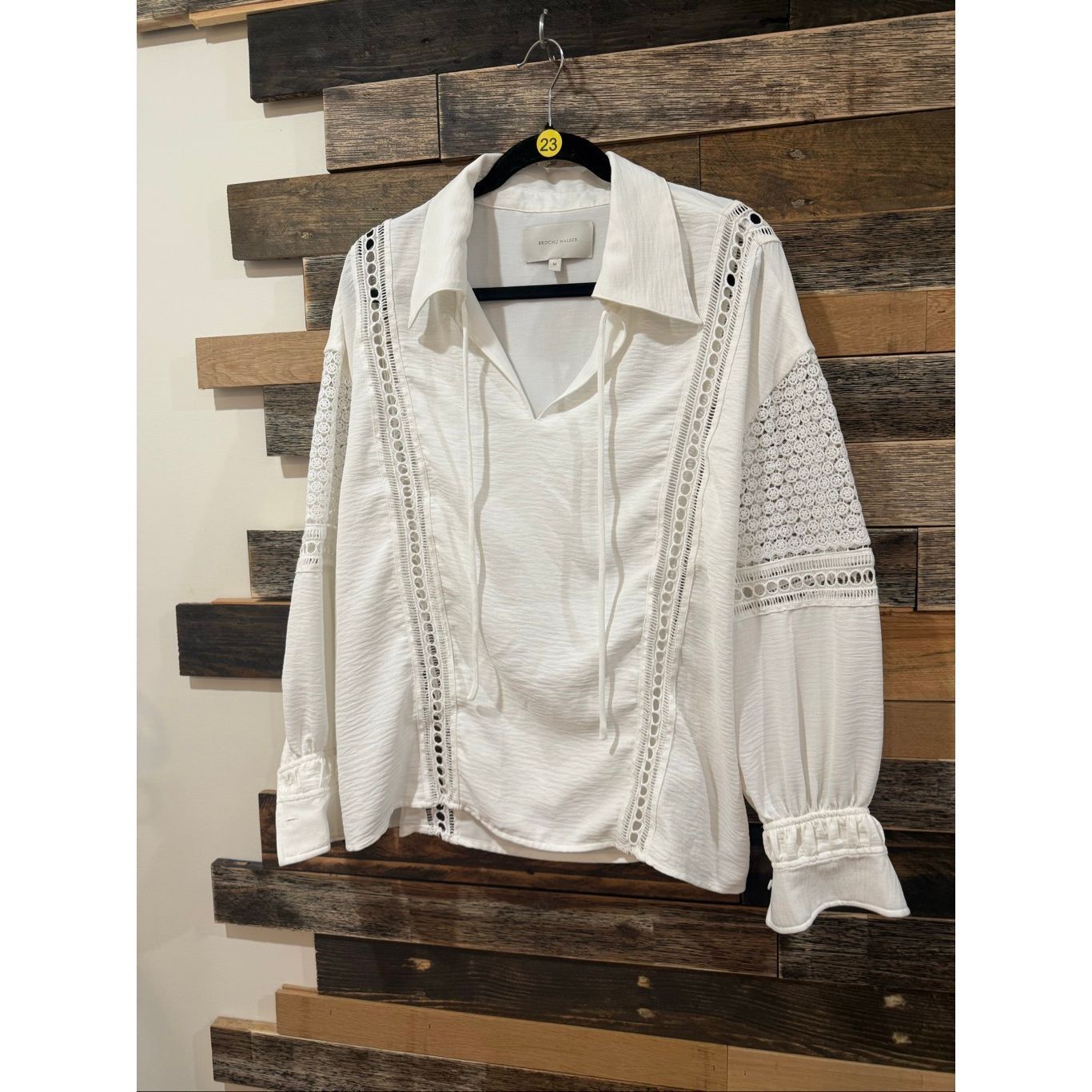 Brochu Walker Brochu Walker Kaia Blouse Long Sleeves Eyelet & Lace Relaxed Size M / US 6-8 / IT 42-44 - 3 Thumbnail