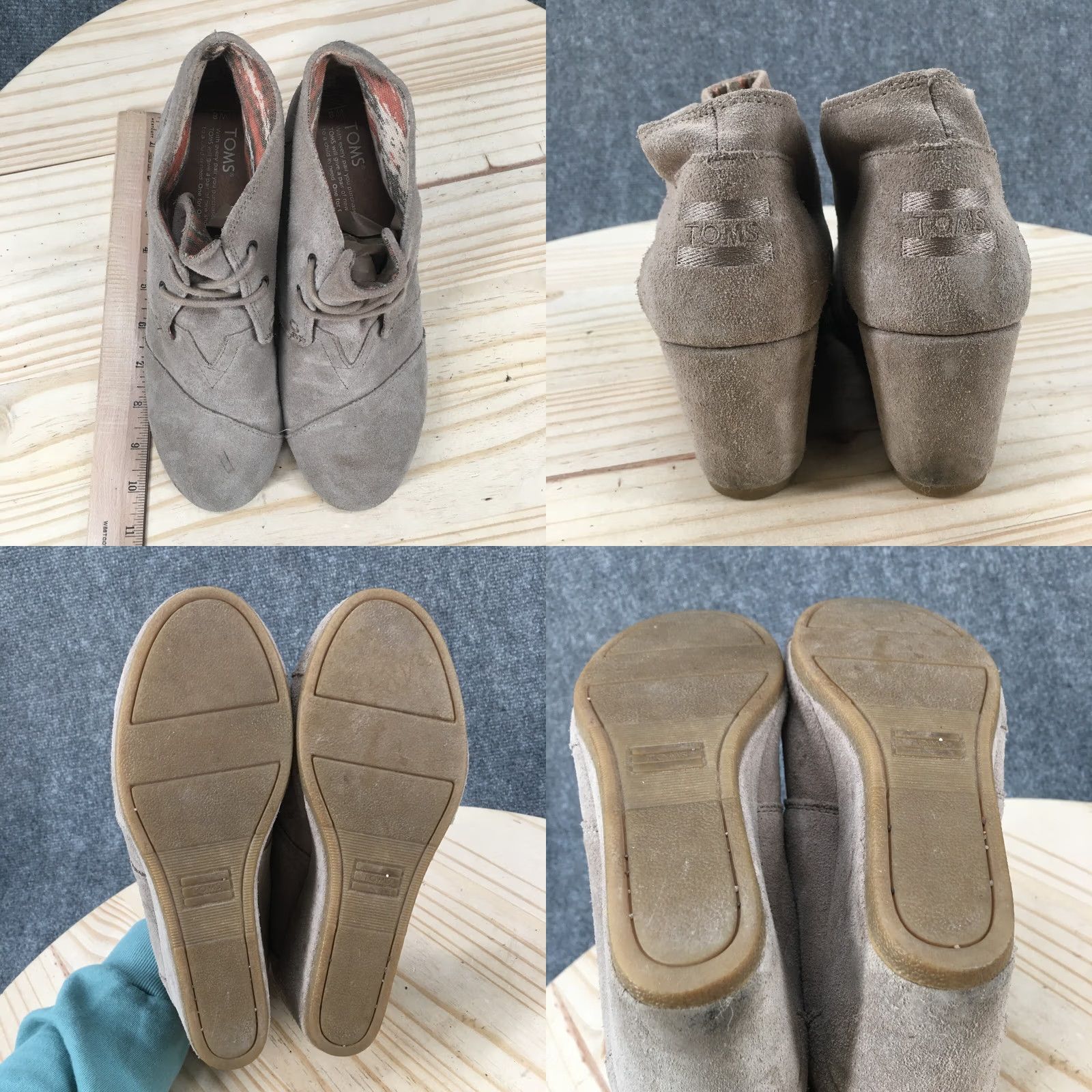 Toms Toms Boots Womens 8 Desert Wedge Heels Lace Up Ankle Booties Beige Suede Comfort Boots Size US 8 / IT 38 - 8 Thumbnail