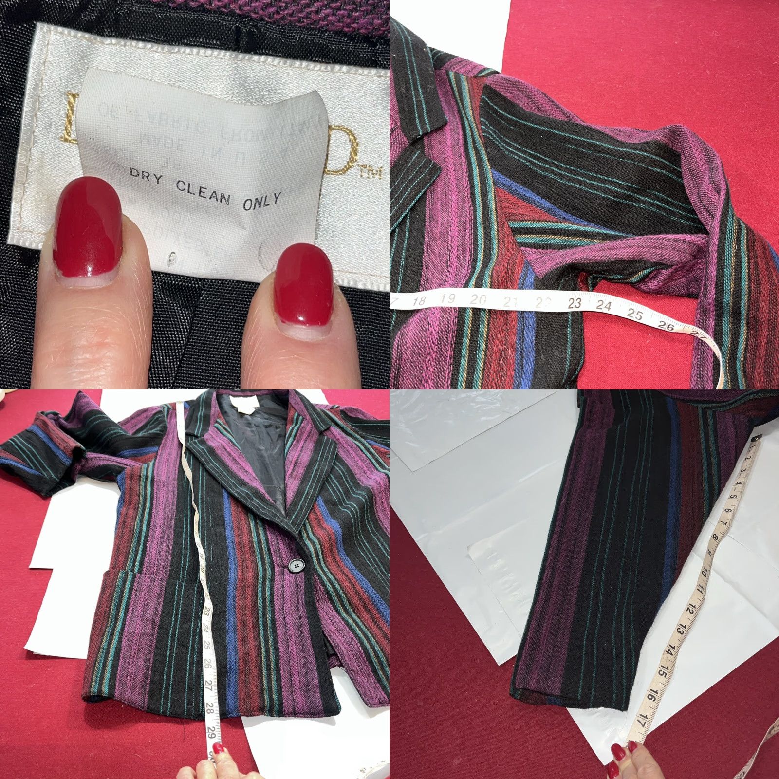 Vintage VINTAGE Donnkenny Blazer Jacket Wool Striped 1 Button 38 Purple Size XS / US 0-2 / IT 36-38 - 8 Thumbnail