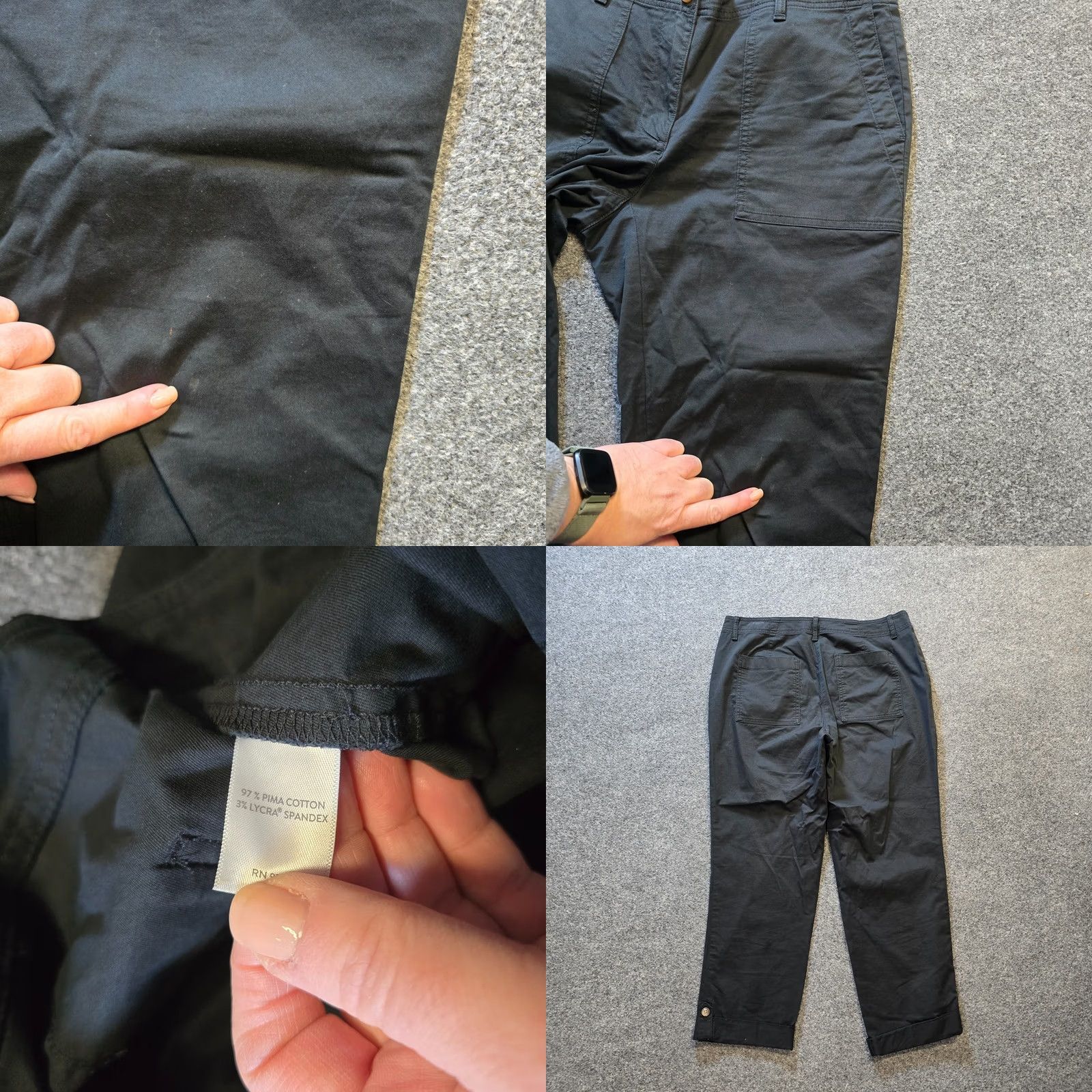 J. Jill J. Jill Pants Women 8 Black Pima Cotton Cropped Cuffed Chino Casual Capsule - Vintage: No Size 30" / US 8 / IT 44 - 8 Thumbnail