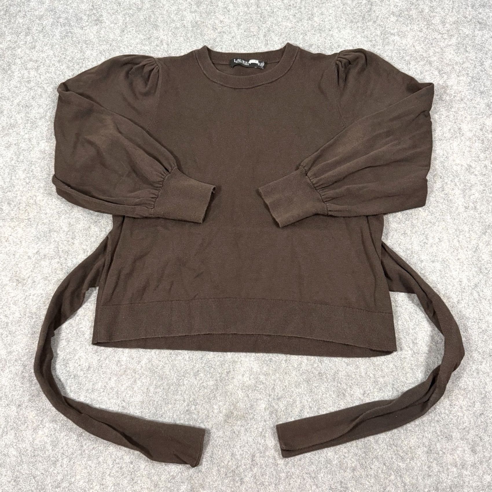 Ralph Lauren Lauren Ralph Lauren Long Puff Sleeve Self-Belt Sweater Fit Women XL Brown Size XL / US 12-14 / IT 48-50 - 5 Thumbnail