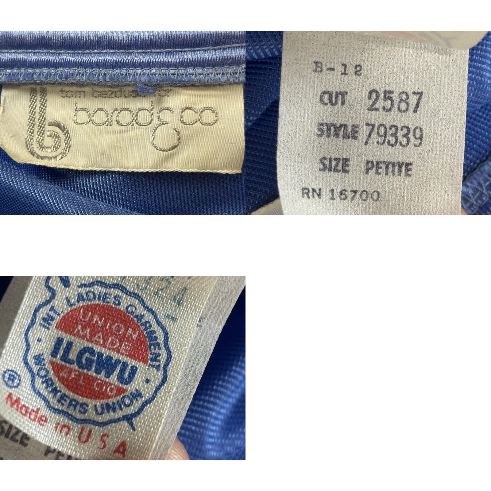 CO VINTAGE Barad & Co Satin Robe Petite (XS/S) Blue 1970s Lounge Womens Union Made USA Size ONE SIZE - 8 Thumbnail