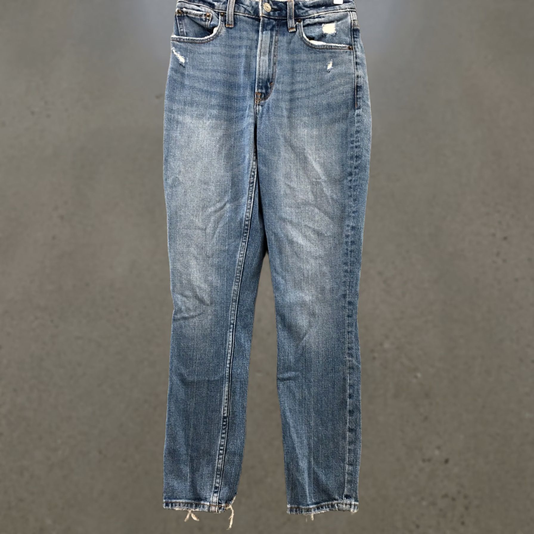 Abercrombie & Fitch Abercrombie & Fitch The Skinny Jeans Womens 23/000R Blue Denim Denim Jeans Slim Regular 5-Pocket Distressed Stretch Womens Size 40" / US 18 - 1 Thumbnail
