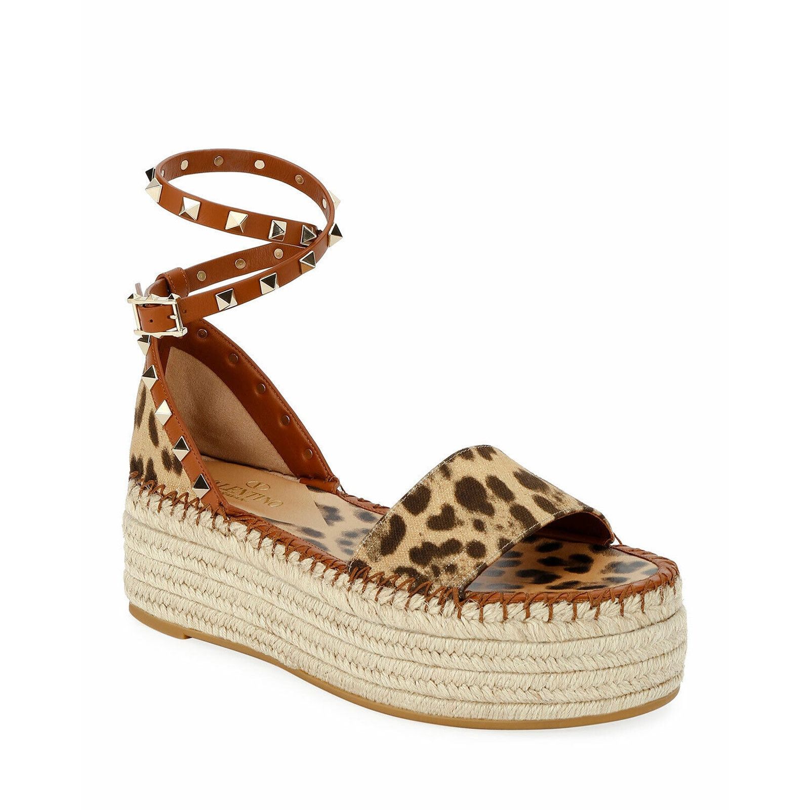 Valentino Valentino Rockstud Leopard Black Ankle Strap Platform Size US 8 / IT 38 - 3 Thumbnail