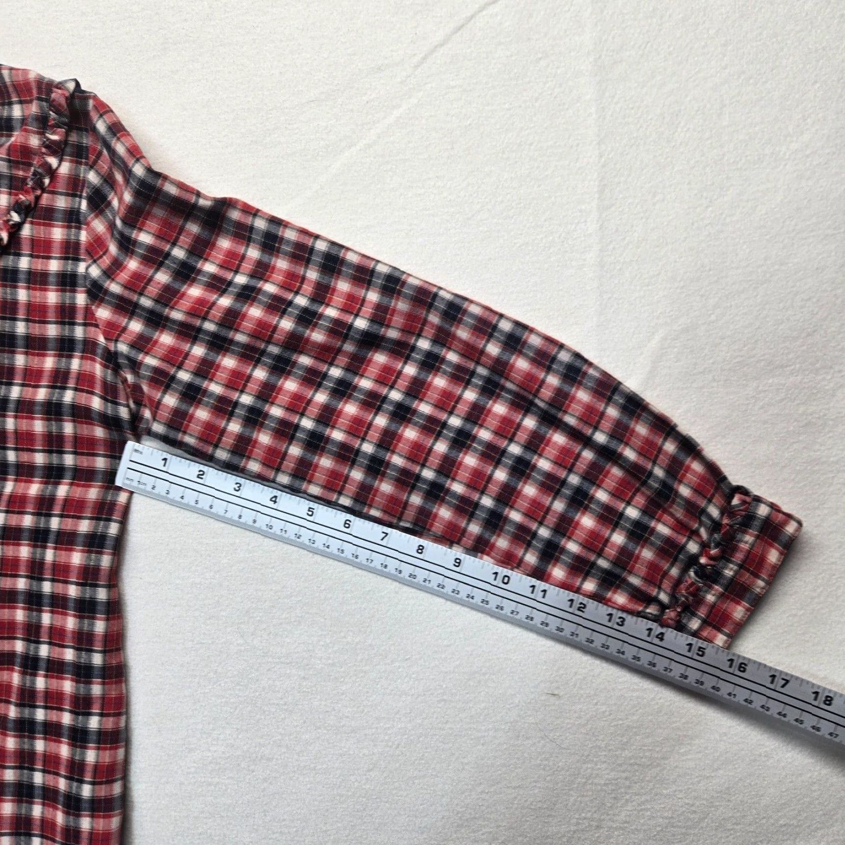 Vintage Vintage Women's 34 Red Plaid Ruffle Collar Button-Up Shirt Cottagecore Size XXS / US 00 / IT 34 - 5 Thumbnail