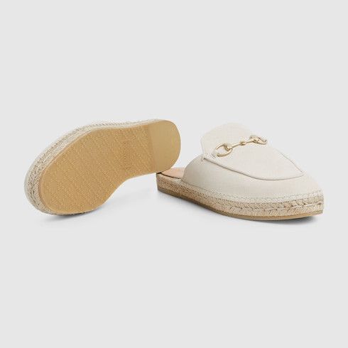 Gucci oc11z0126 Women's Espadrille Mules With Horsebit in Ivory Size US 10 / IT 40 - 6 Thumbnail