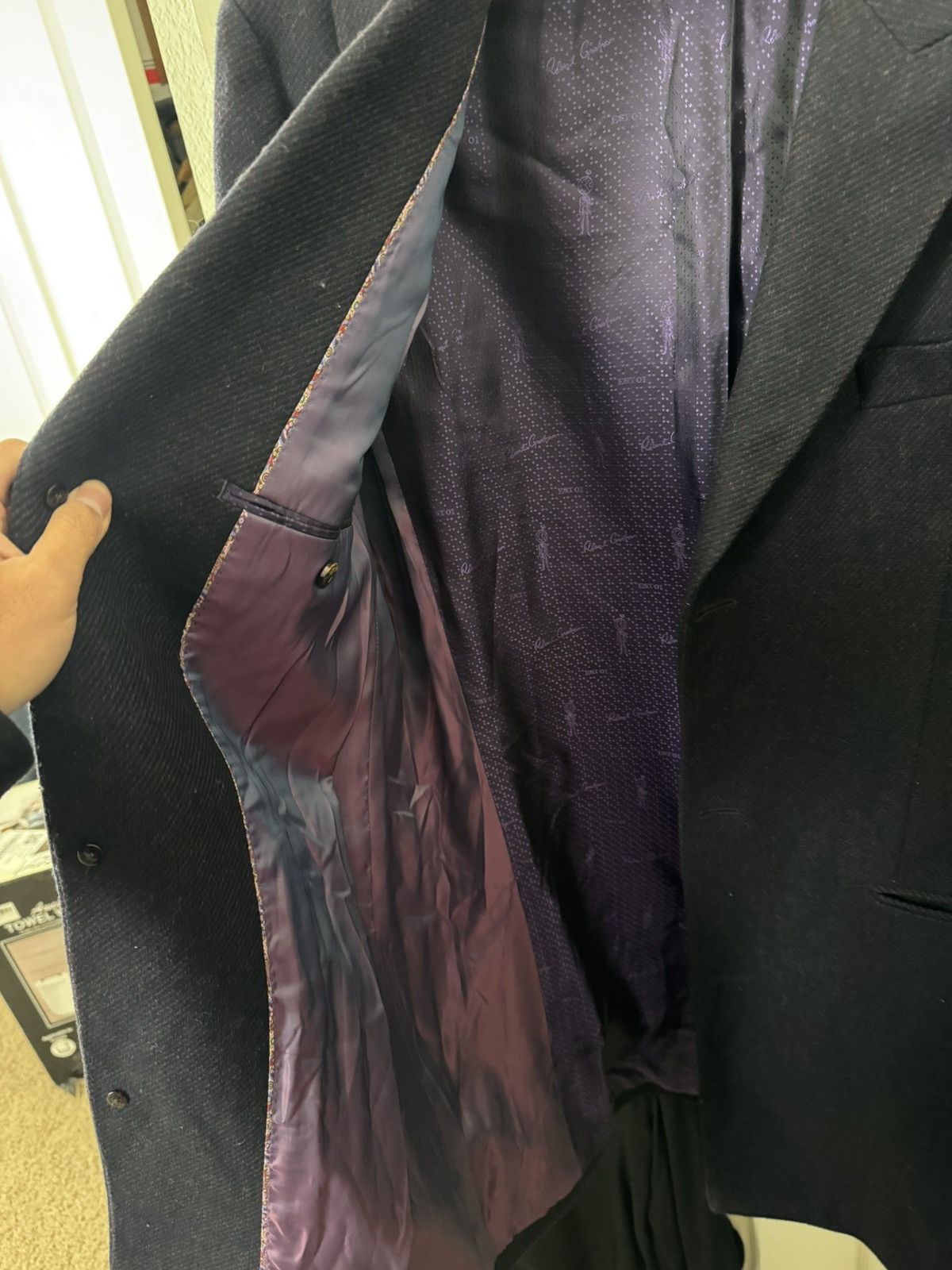 Robert Graham Robert Graham Purple Wool Peak Label Long Overcoat 42R Size US L / EU 52-54 / 3 - 3 Thumbnail