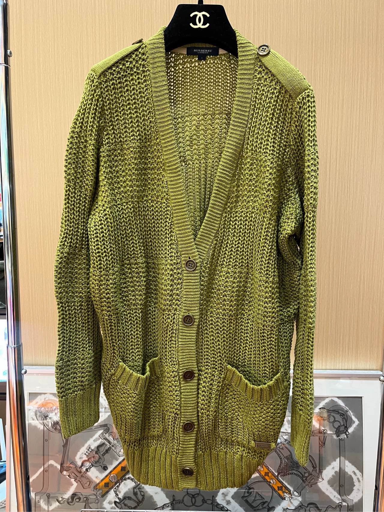 Burberry Burberry Women's Green Knit Cardigan Size US M / EU 48-50 / 2 - 1 Thumbnail