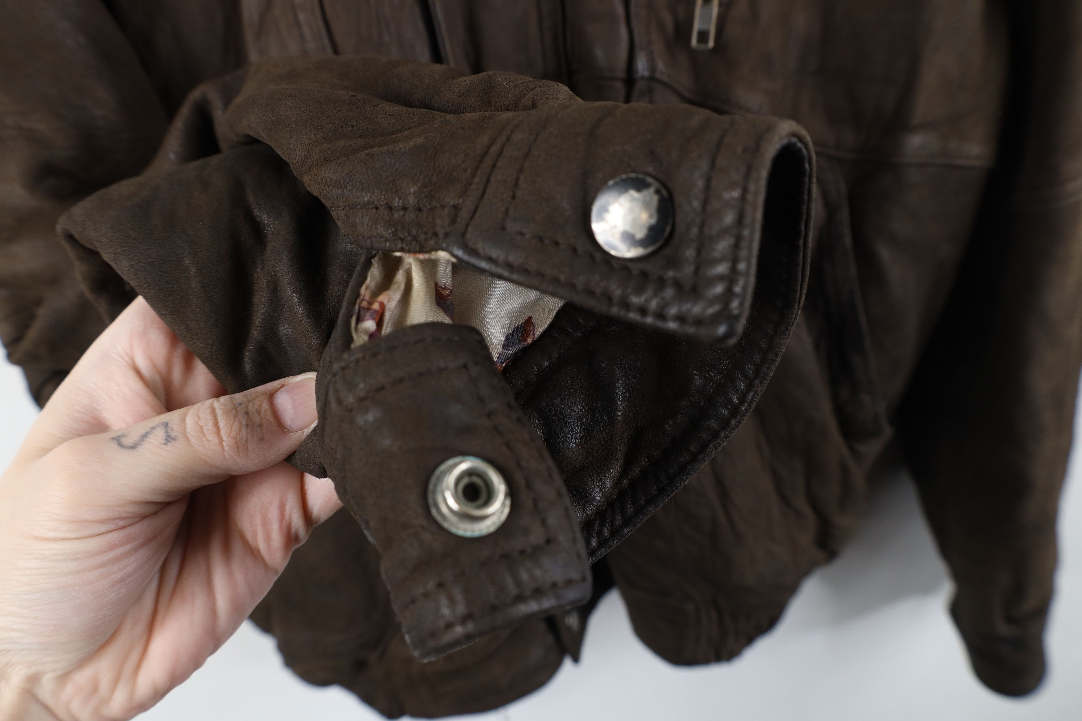 Vintage AS IS Vintage 90s Streetwear Leather Cafe Bomber Jacket Size US S / EU 44-46 / 1 - 7 Thumbnail