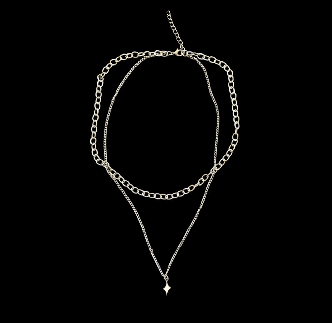 Jewelry Star Chain Necklace Punk Gothic Chrome Rock Size ONE SIZE - 2 Thumbnail