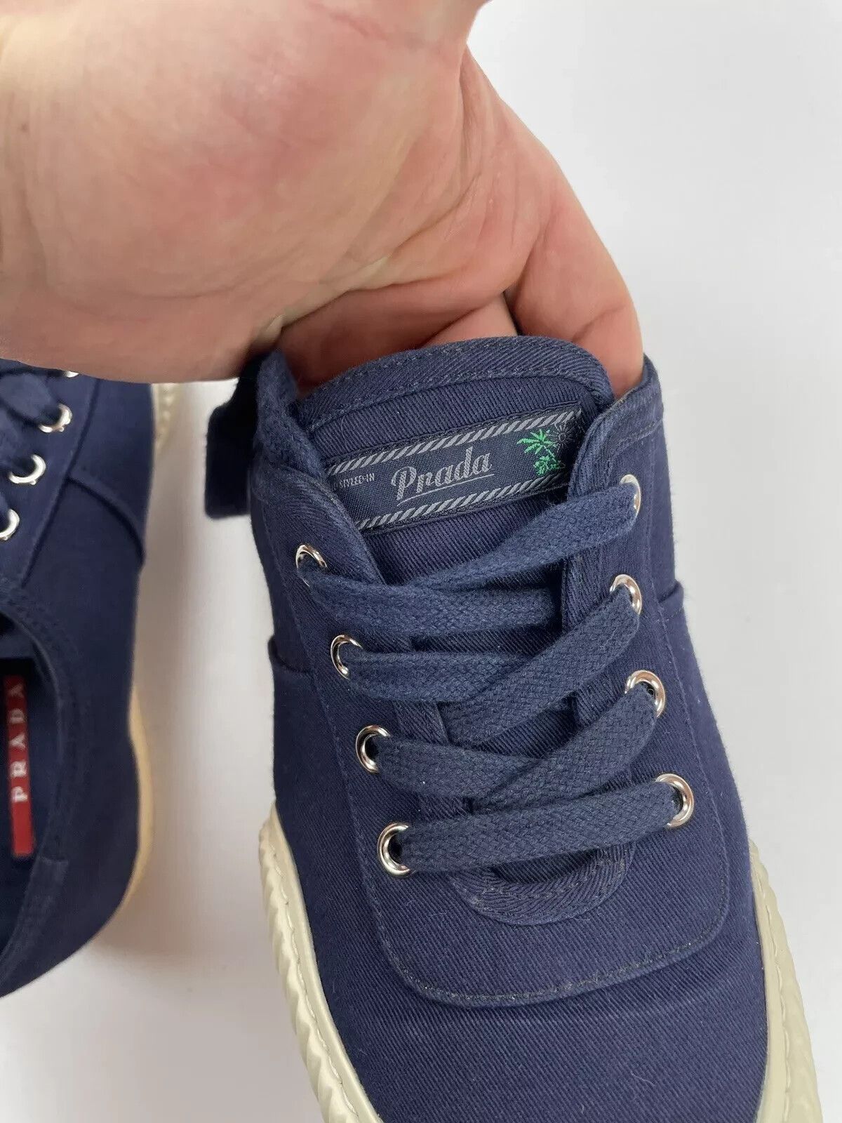 Prada Prada Women Canvas Sneaker Rubber Sole 2014 Size US 8 / IT 38 - 9 Thumbnail