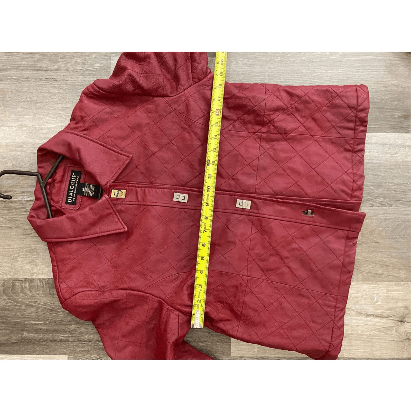 Nordstrom Dialogue Red Quilted Leather Jacket Toggle Button, Sz Medium Size M / US 6-8 / IT 42-44 - 8 Thumbnail