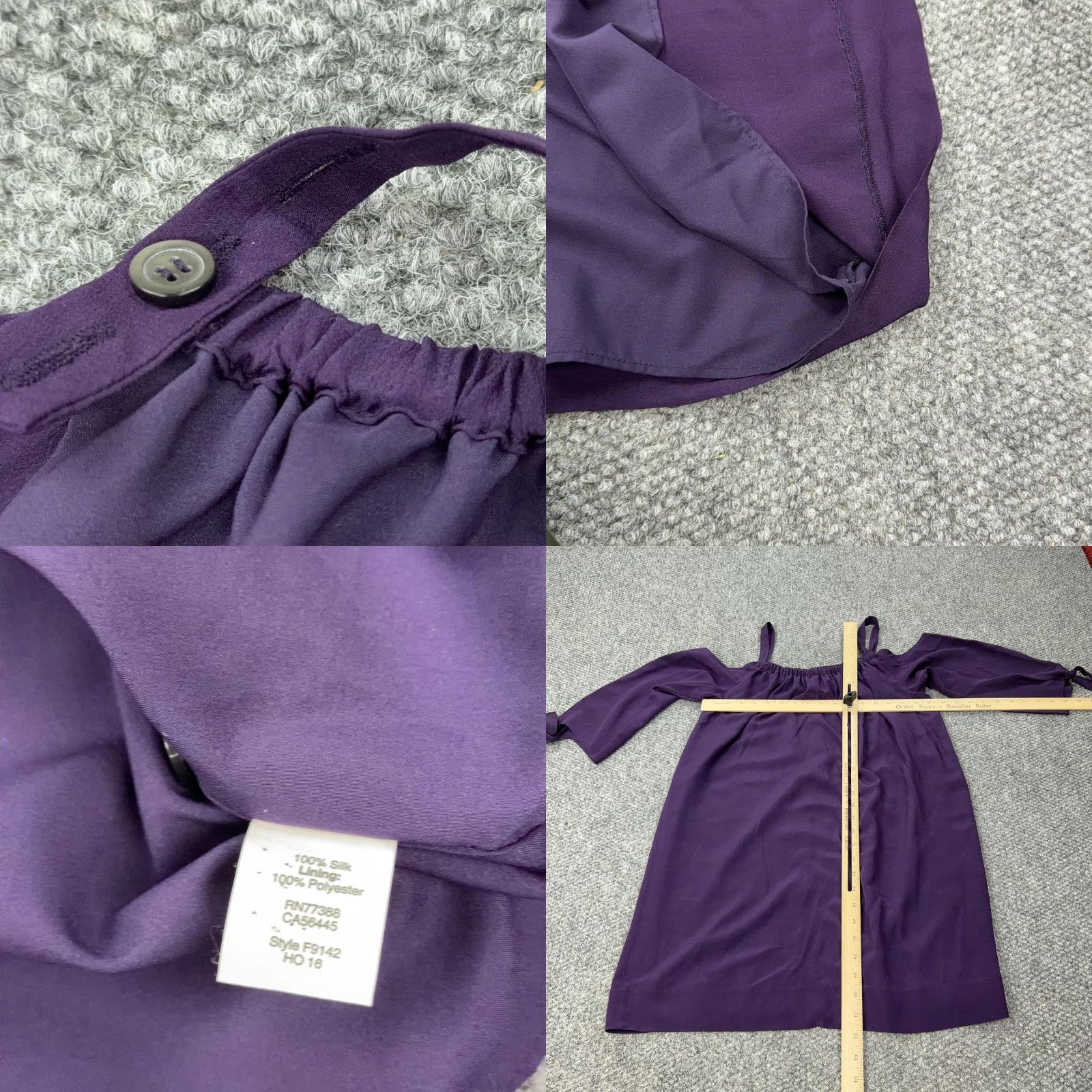 Madewell Madewell Shift Dress Womens 6 Purple Silk Off Shoulder Cold Shoulder Tie Sleeve Short 3/4 Sleeve Solid Casual Party Womens Size M / US 6-8 / IT 42-44 - 8 Thumbnail