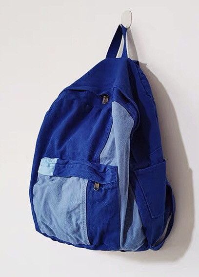 Japanese Brand Retro patchwork colorblock canvas backpack school bag Size ONE SIZE - 5 Thumbnail