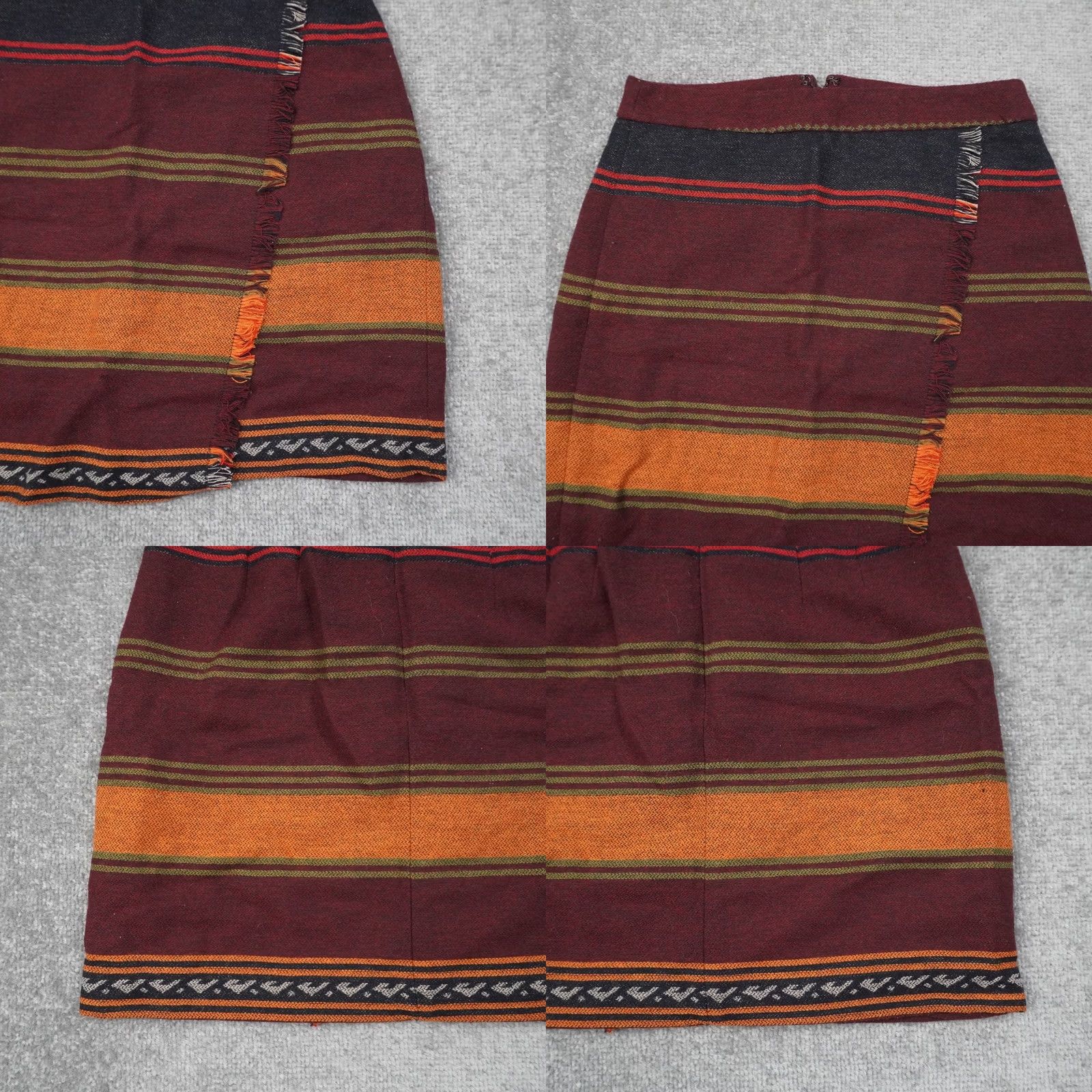 Ann Taylor Ann Taylor Loft Southwestern Blanket Fringe Faux Wrap Skirt Womens 00 Multicolor Wool Blend Fringe Aztec Southwestern Wrap Skirt Womens XX? Size 24" / US 00 / IT 34 - 8 Thumbnail