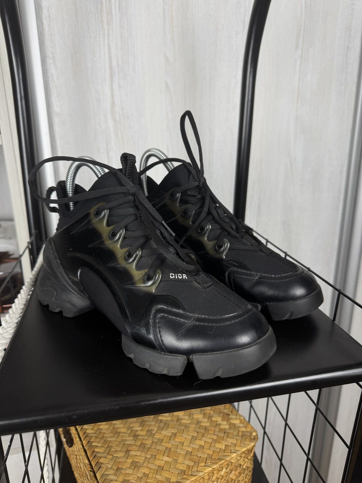 Christian Dior Monsieur Dior Black Fabric Leather D-Connect Lace Up Sneakers Size US 7.5 / IT 37.5 - 1 Thumbnail