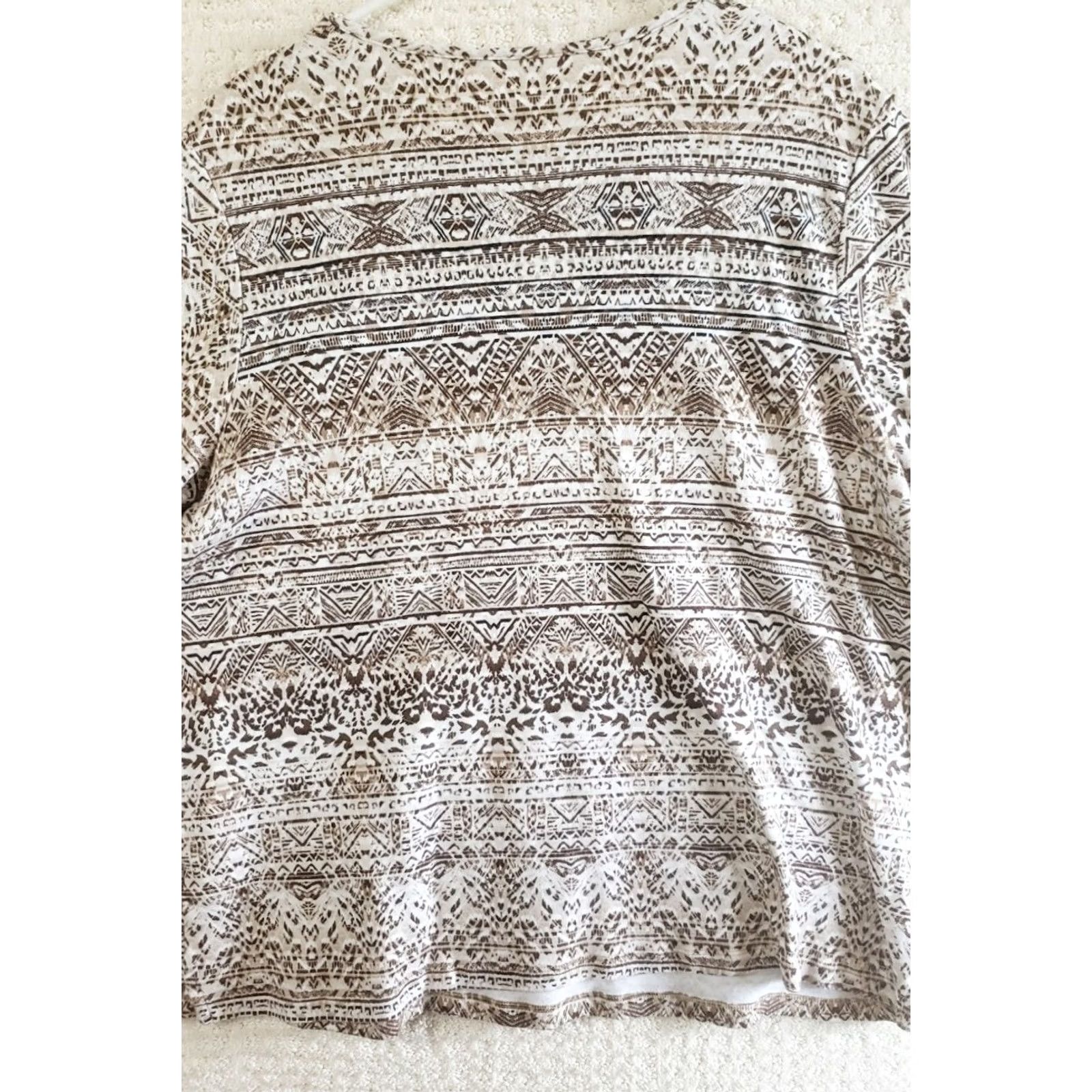 Vintage Kim Rogers Womens Top Brown White Geometric Short Sleeve Pullover Shirt Shirt Size XL / US 12-14 / IT 48-50 - 7 Thumbnail