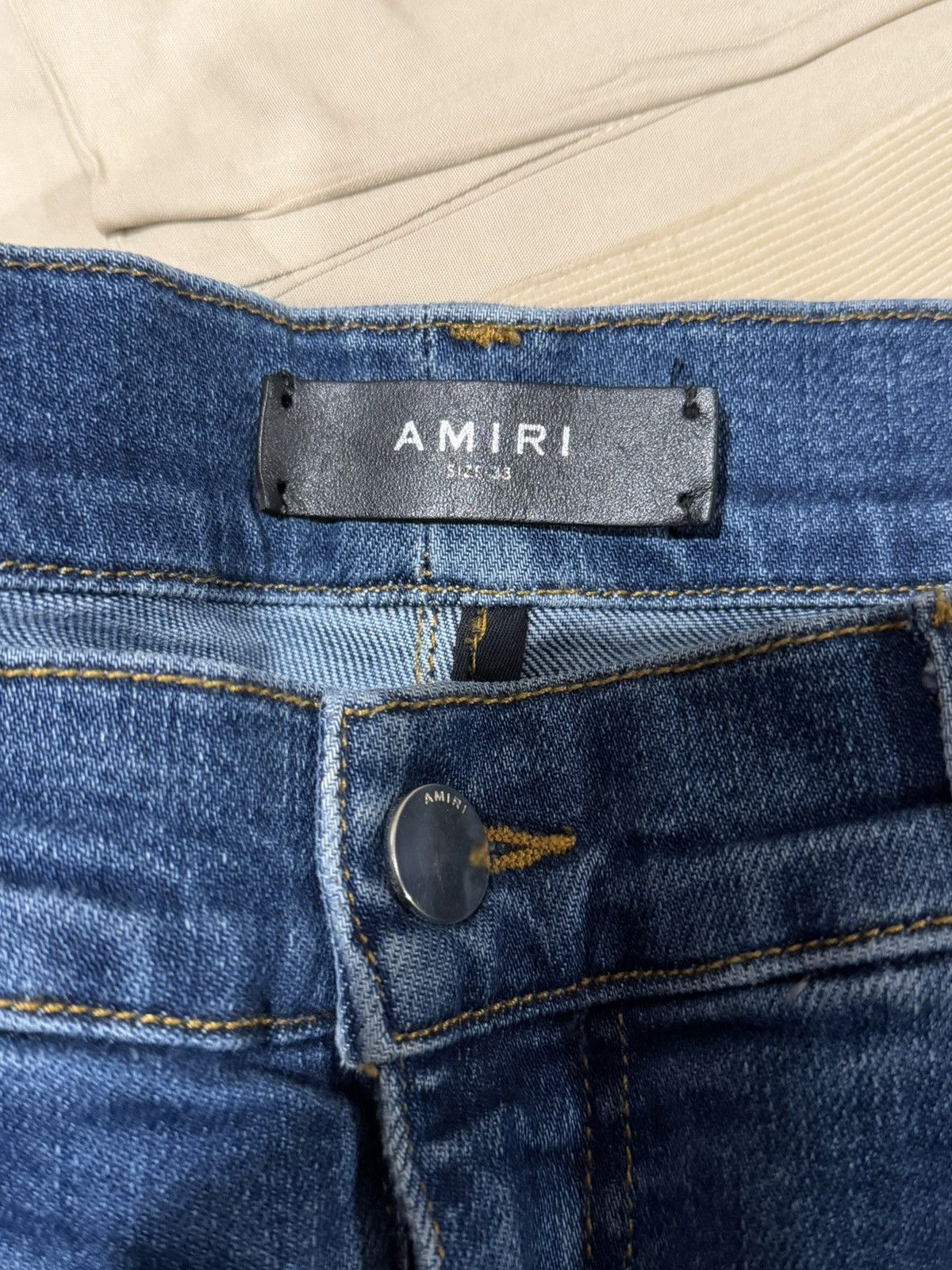 Amiri Mike Amiri OG 2016 MX1 Blue Denim Leather Inserts Jeans Size US 33 - 13 Thumbnail
